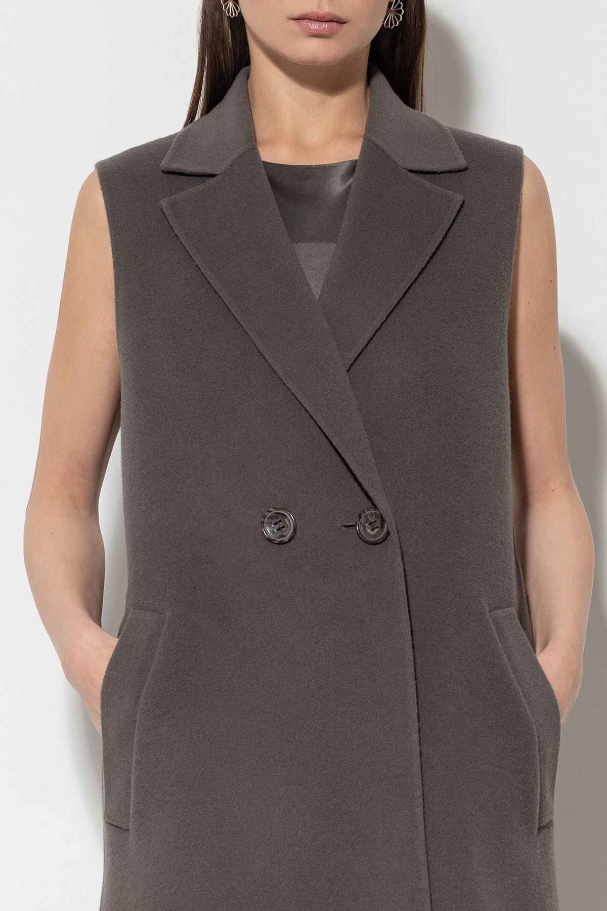 Doubleface-Mantelweste - taupe - Standard | Model Detail