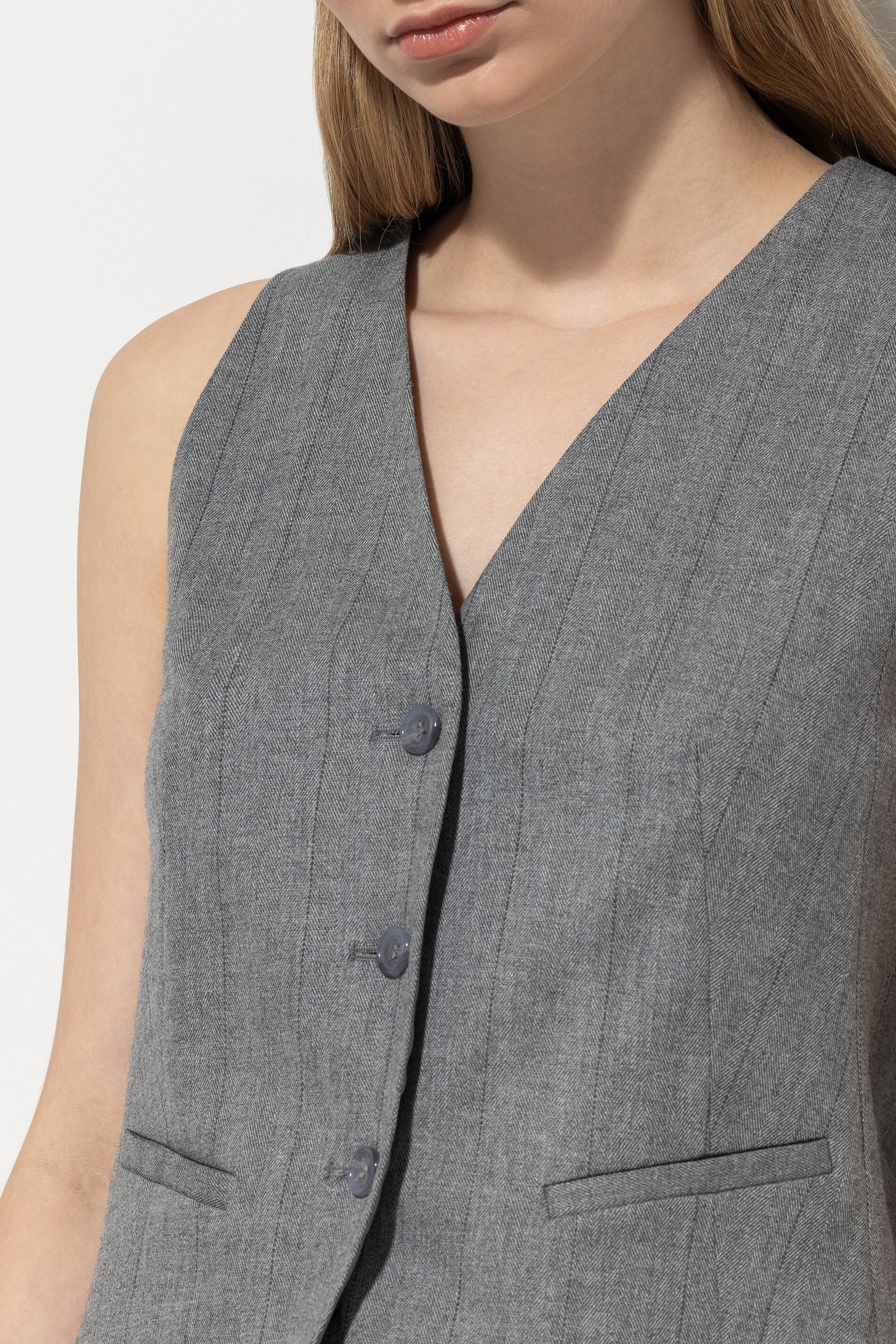 Fischgrat-Blazerweste - heather grey - Standard | Model Detail