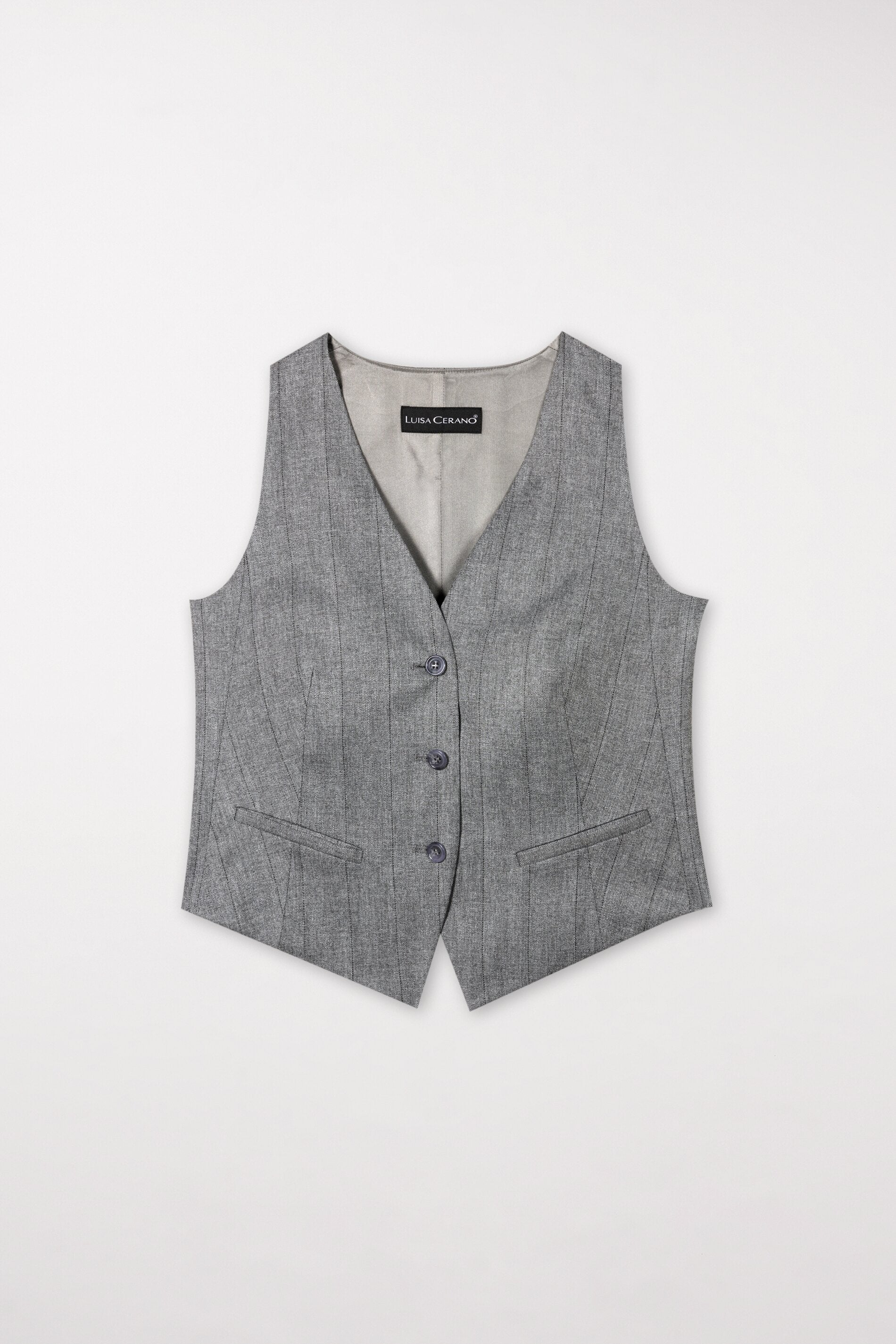 Fischgrat-Blazerweste - heather grey - Standard | Artikel Front