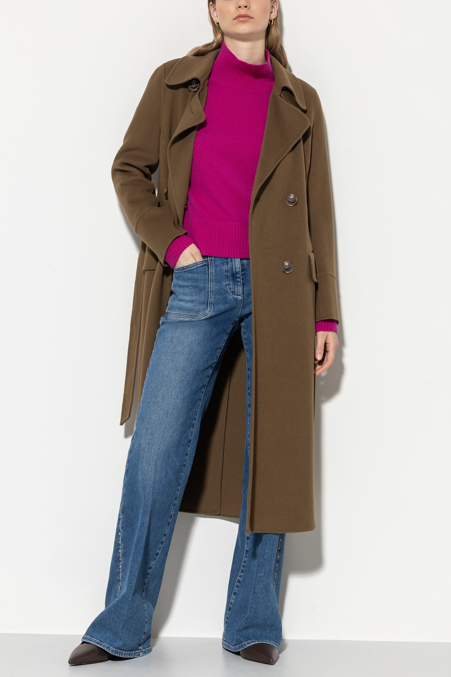 Doubleface-Trenchmantel - tobacco - Standard | Model Front