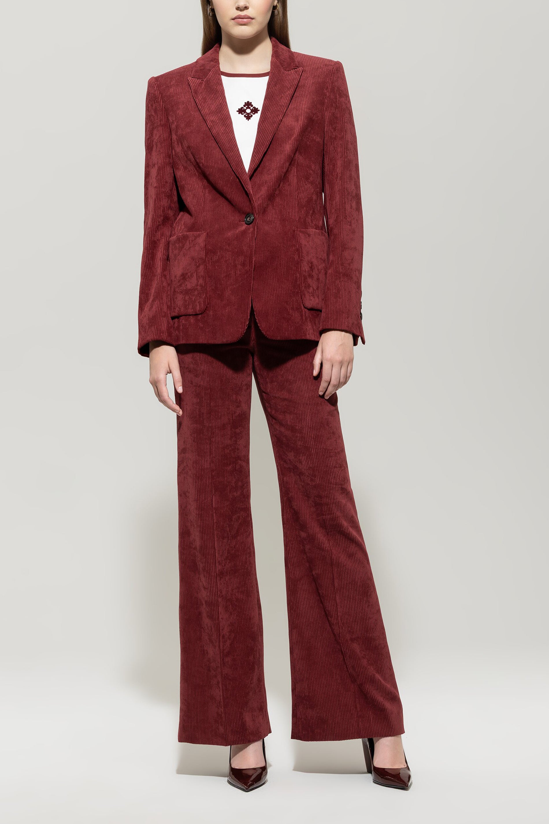 Corduroy one-button blazer berry red Standard - Main Image