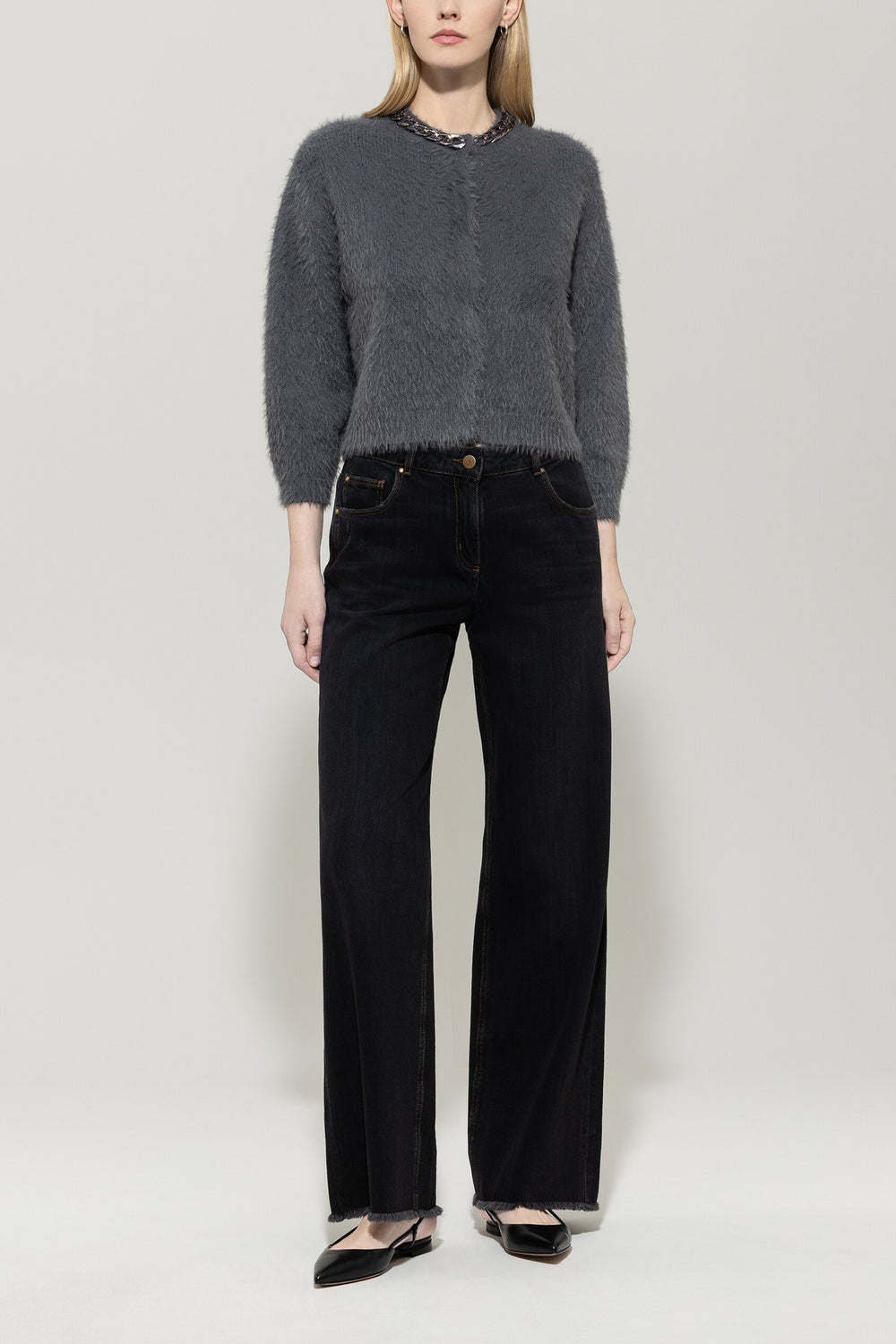 Kardigan z grubym łańcuchem - miejski szary - Standard