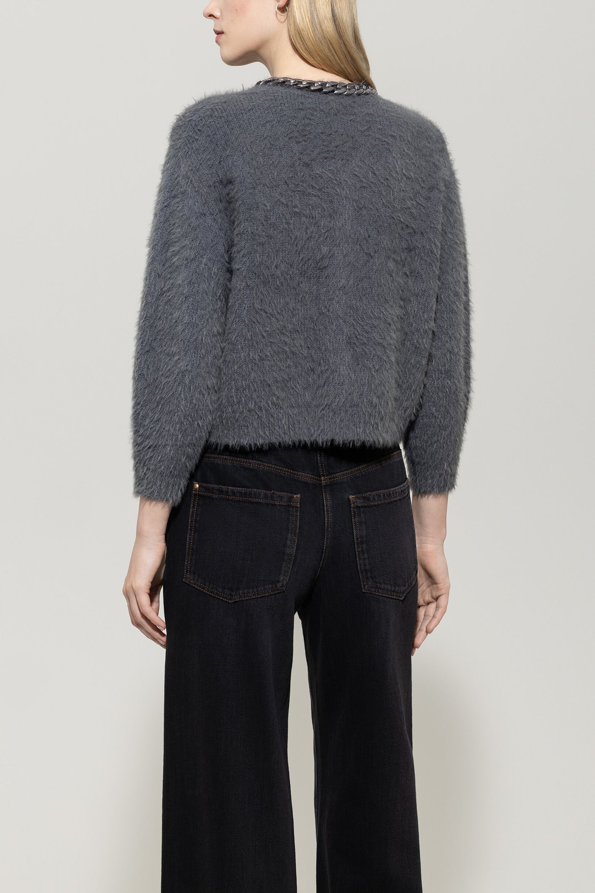 Cardigan mit Chunky-Chain - urban grey - Standard | Model Rück