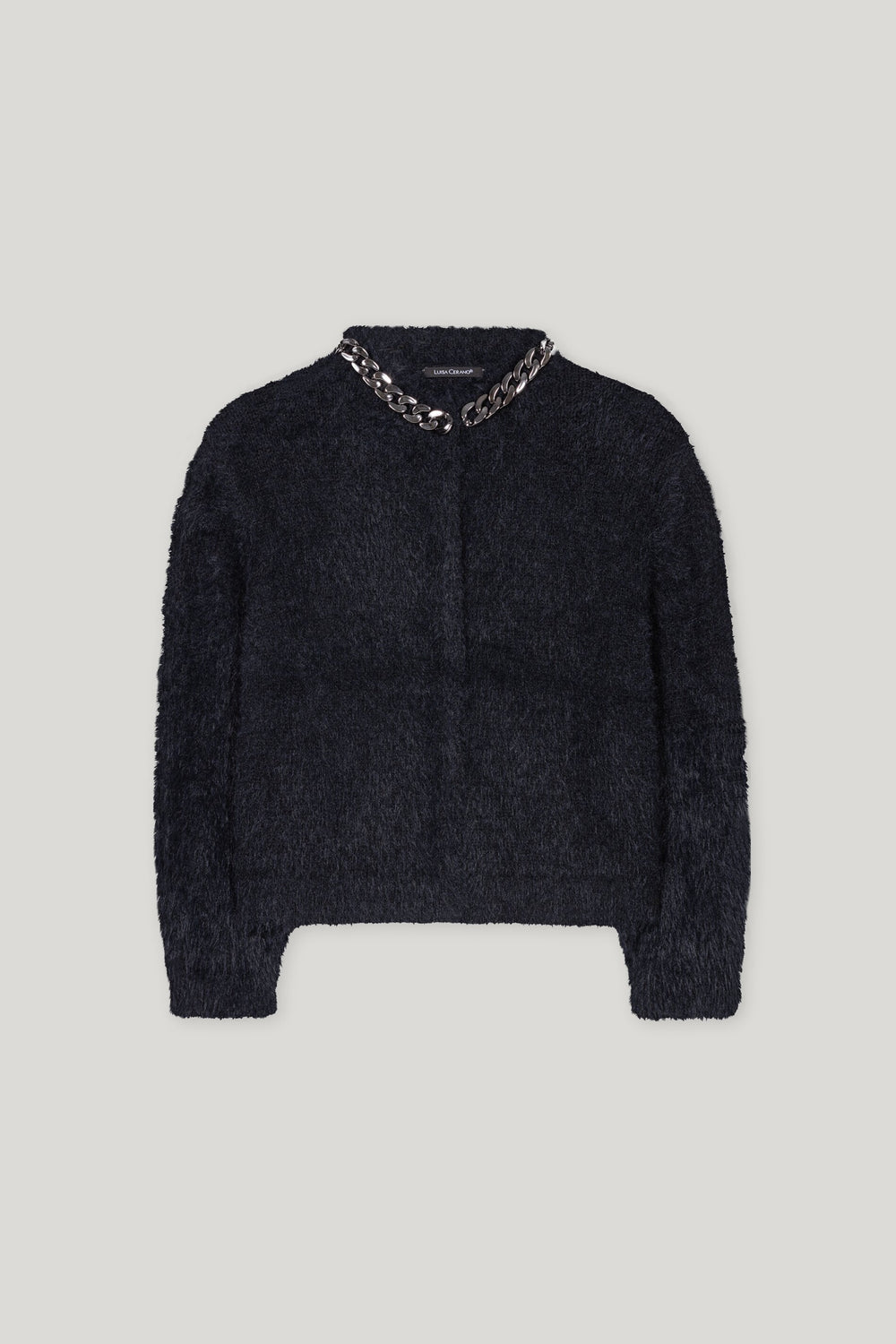 Kardigan z grubym łańcuchem - głęboka czerń - Standard