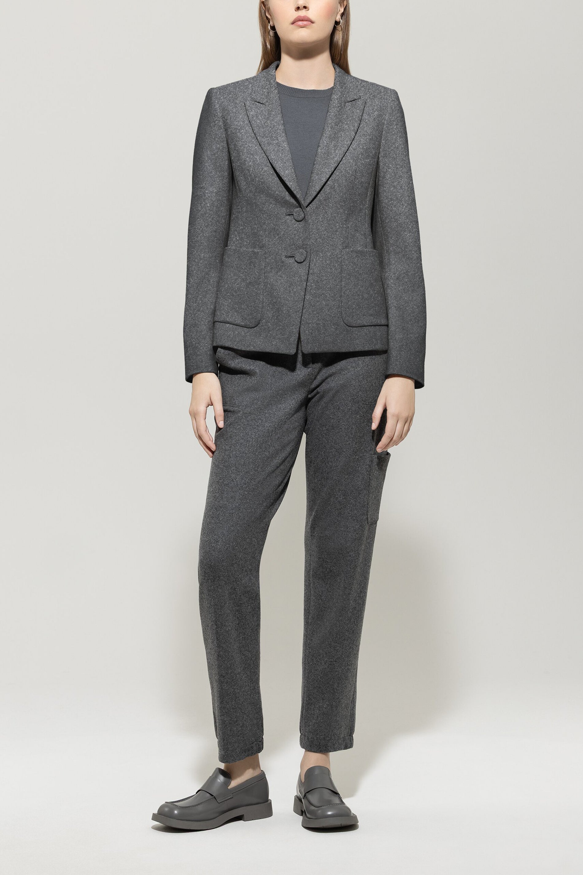 Flanell-Blazer - dark grey melange - Standard | Model Front