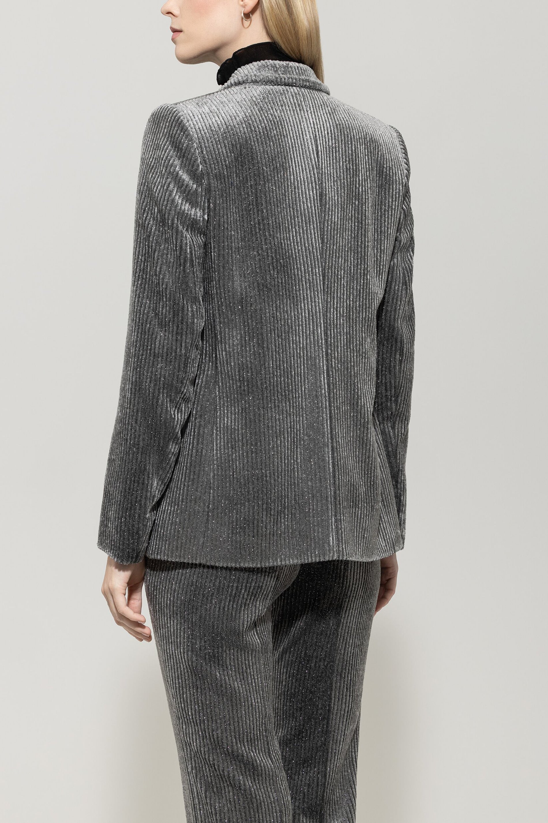 Cord-Blazer mit Glitzerdetails - urban grey - Standard | Model Rück