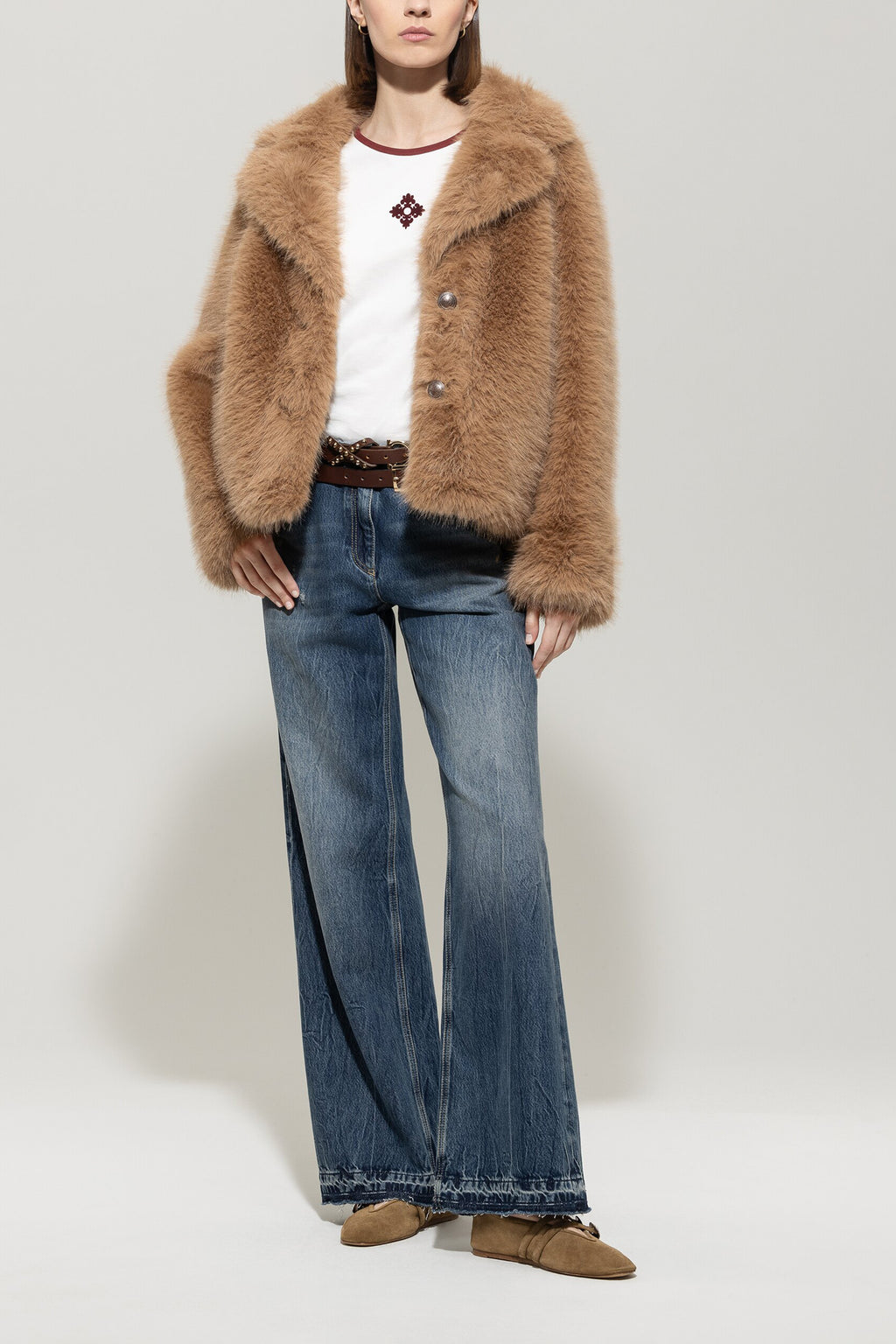 Fur-look jacket light walnut Standard