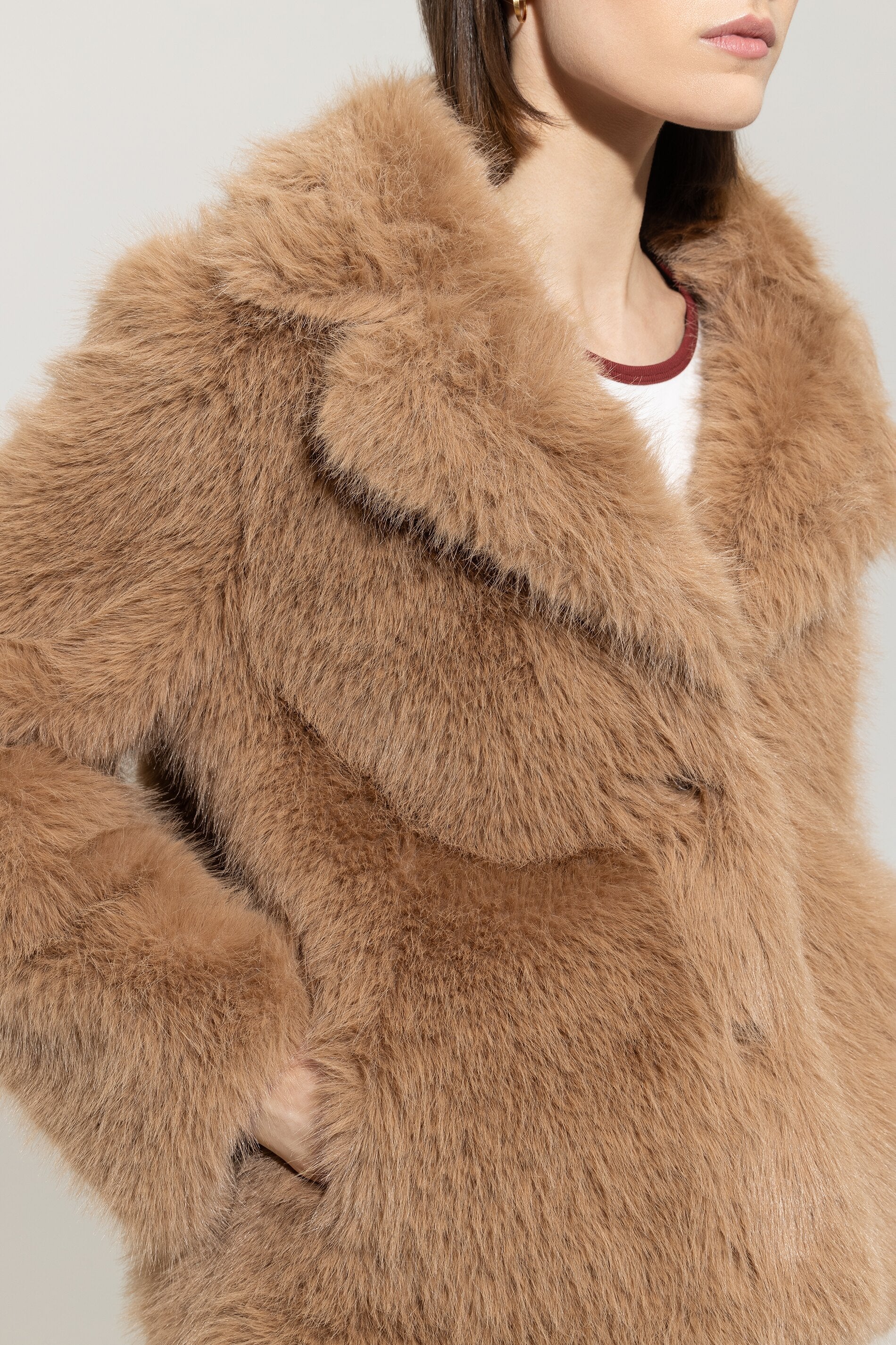 Fur-look jacket - light walnut - Standard