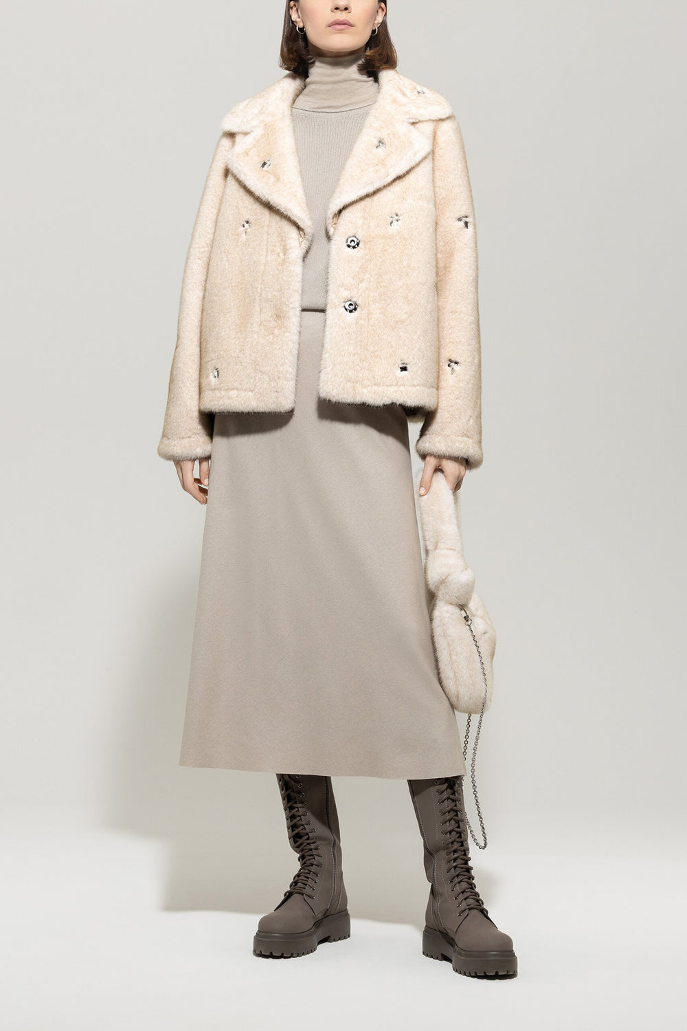 Veste aspect fourrure - cream - avec application