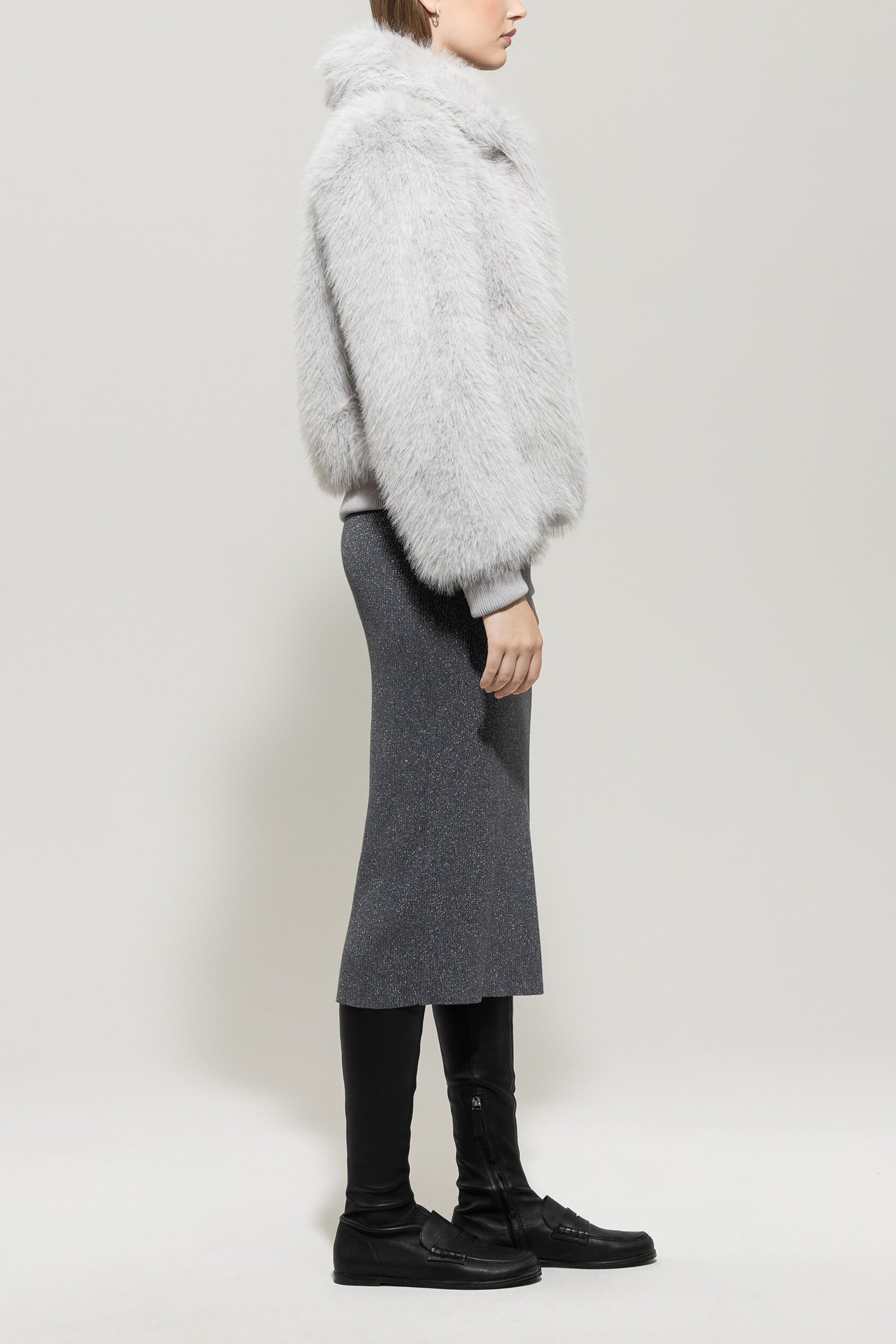 Blouson in Fell-Optik - urban grey - Standard | Model Seite