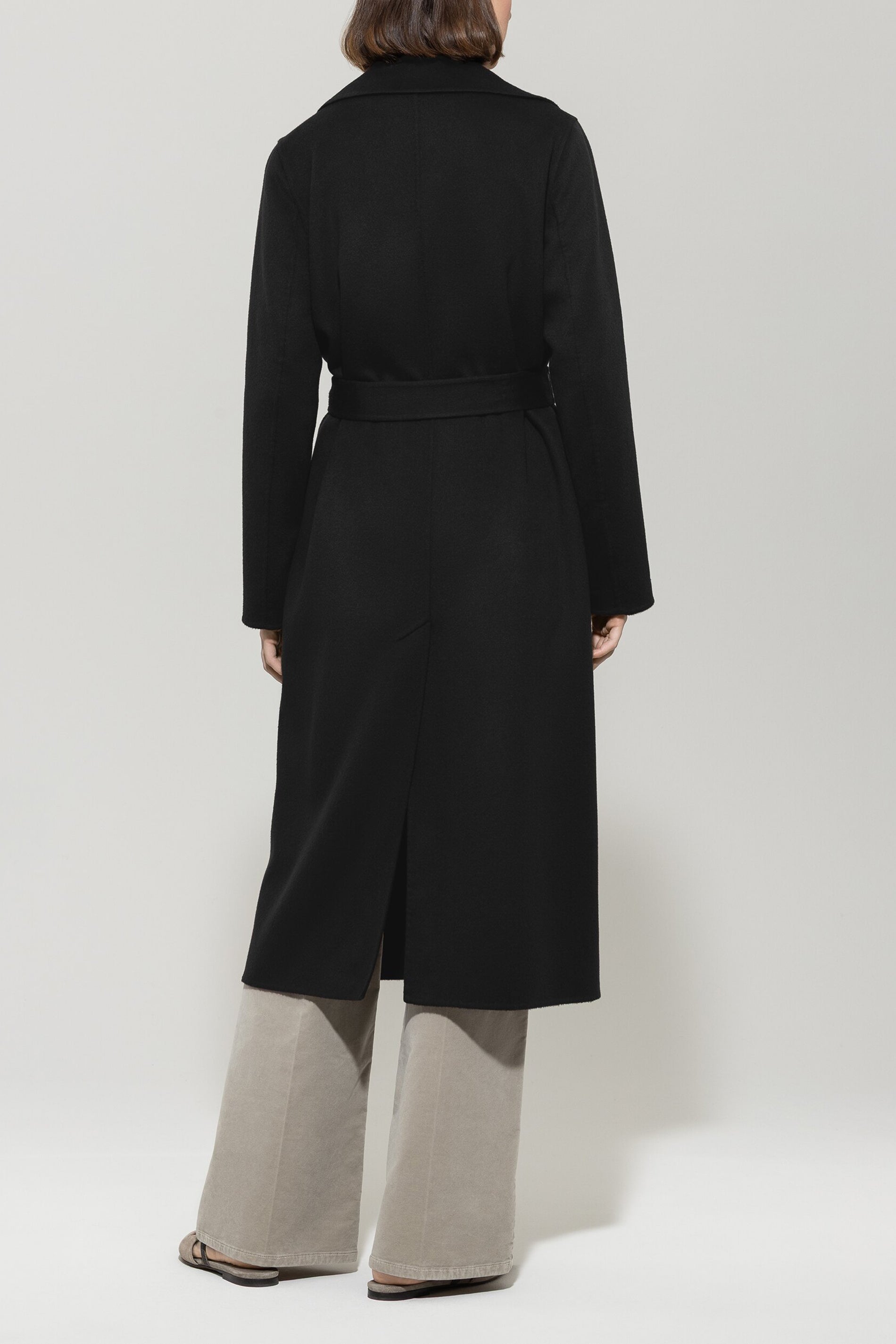 Doubleface-Mantel mit Gürtel - deep black - Standard | Model Rück