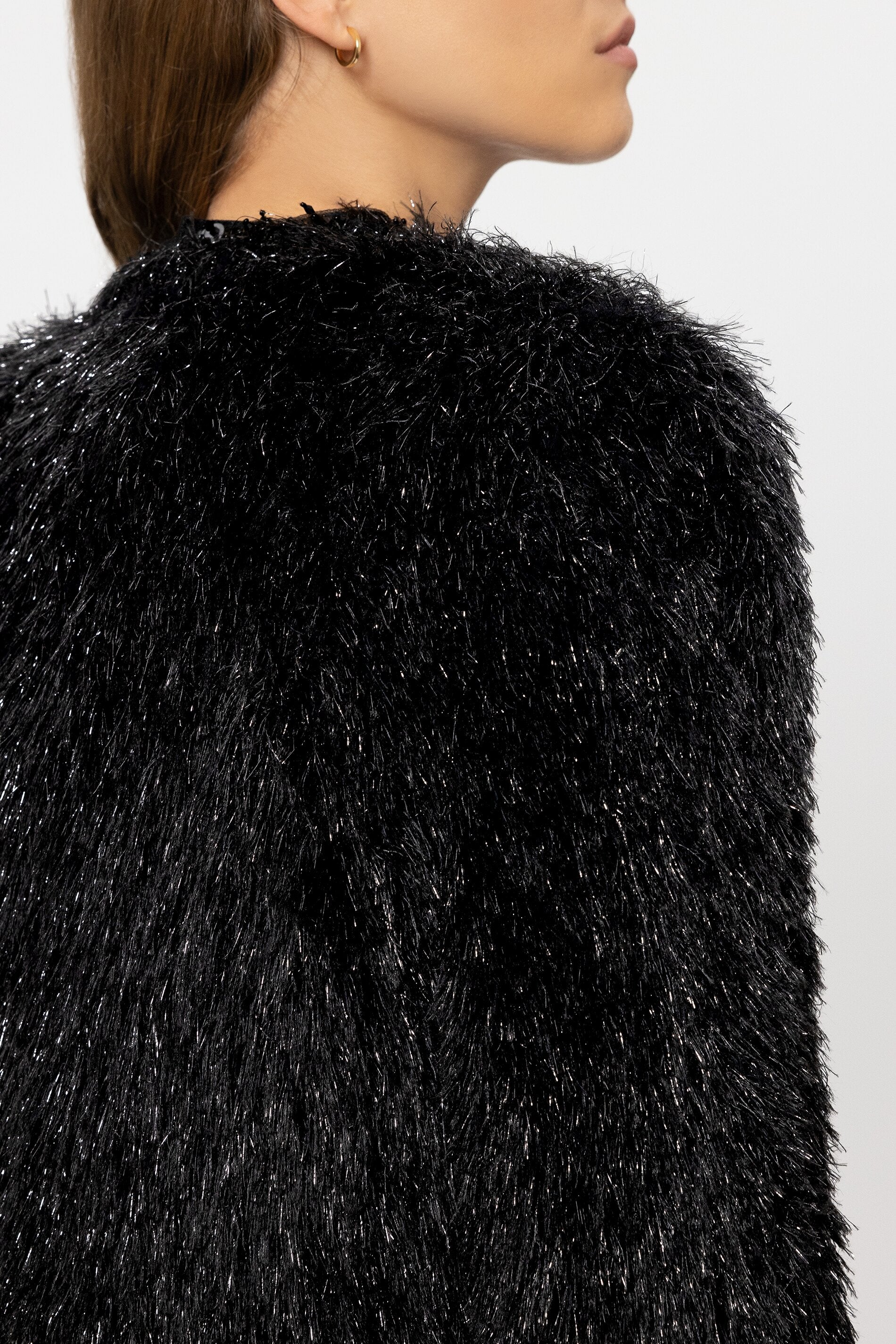 Fur-look cardigan - black - Standard