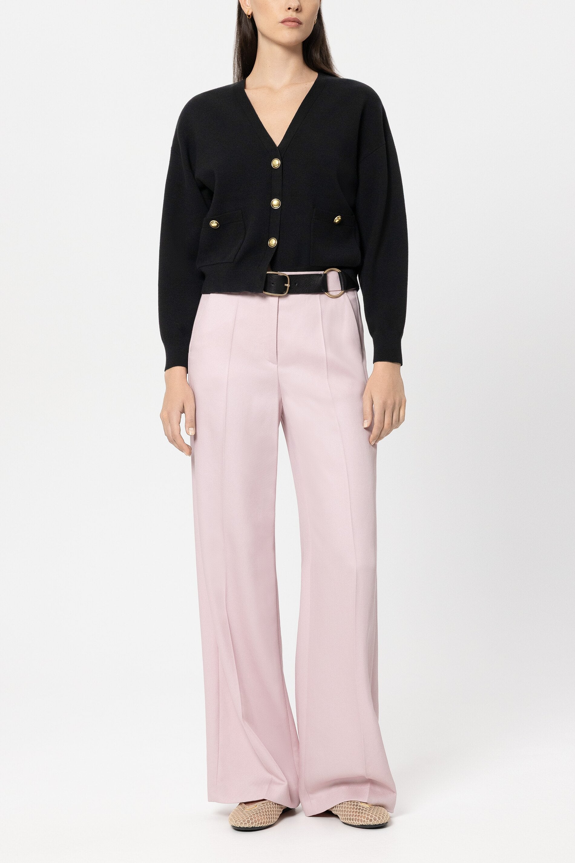 Feinstrick-Cardigan - pure black - Standard | Model Front