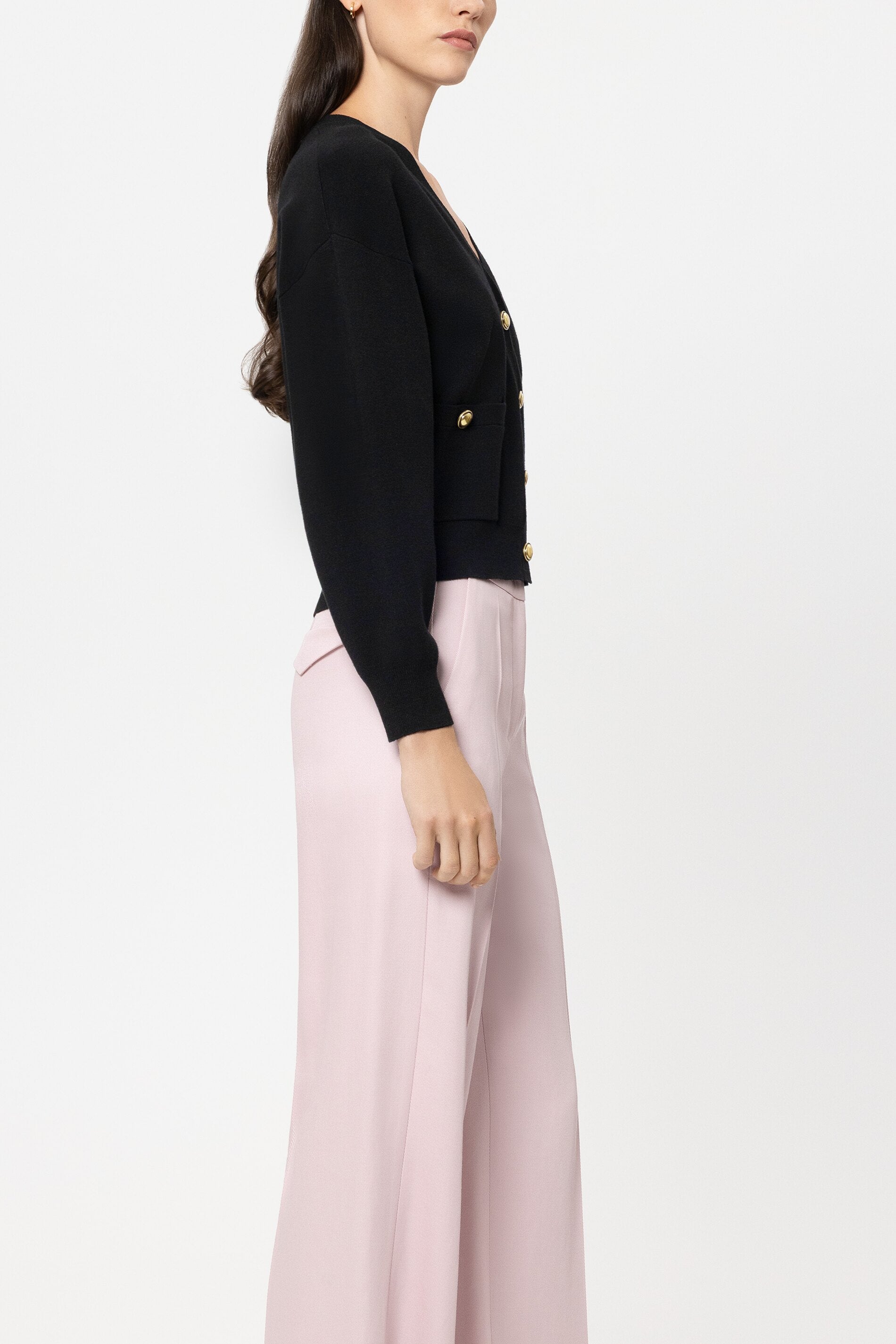 Feinstrick-Cardigan - pure black - Standard | Model Seite