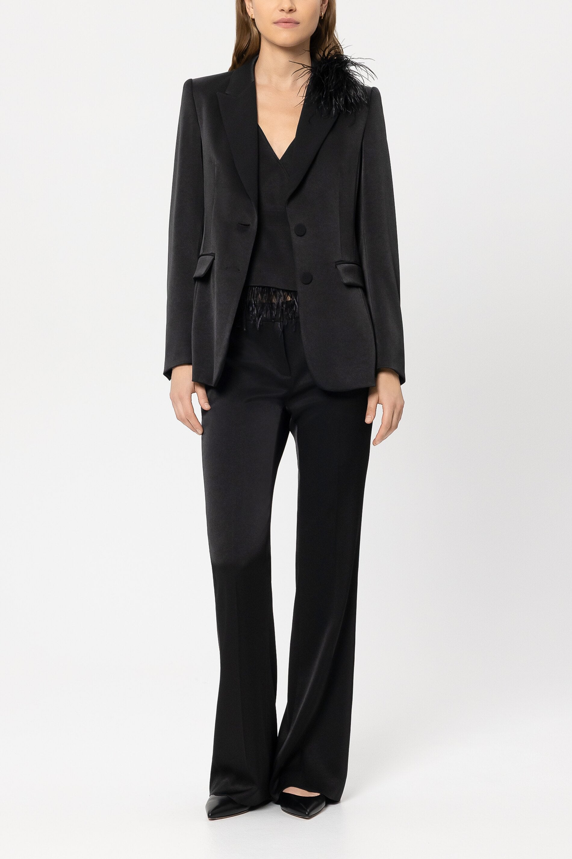 Tuxedo blazer in satin look - black - Standard Tuxedo blazer in satin look - black - Standard