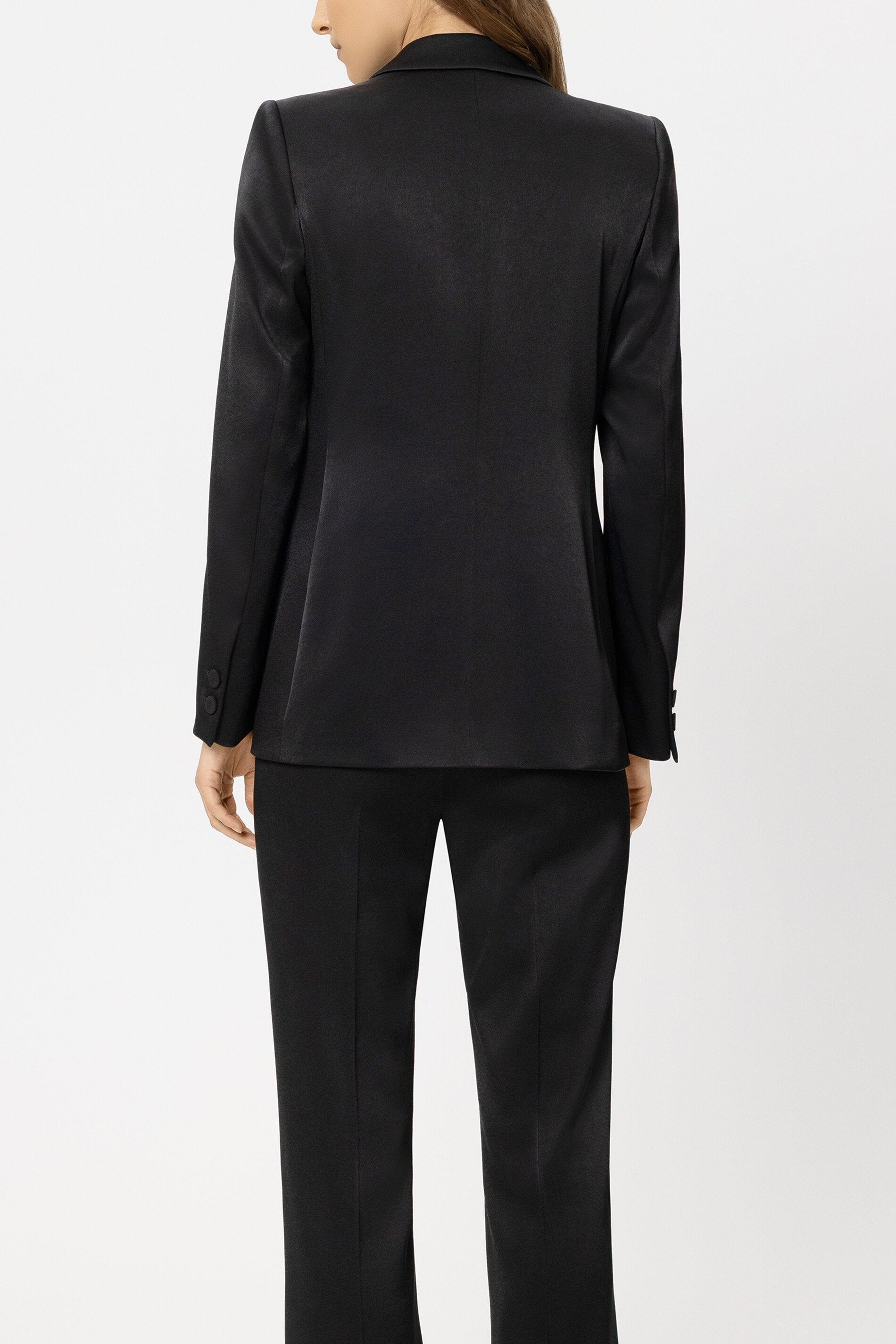 Tuxedo blazer in satin look - black - Standard