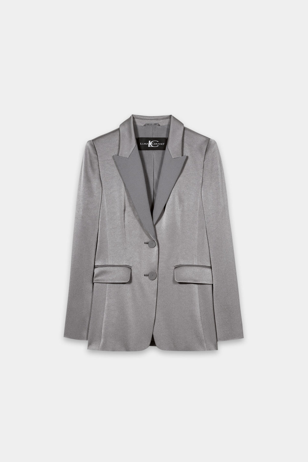 Tuxedo blazer in satin look - platinum - Standard
