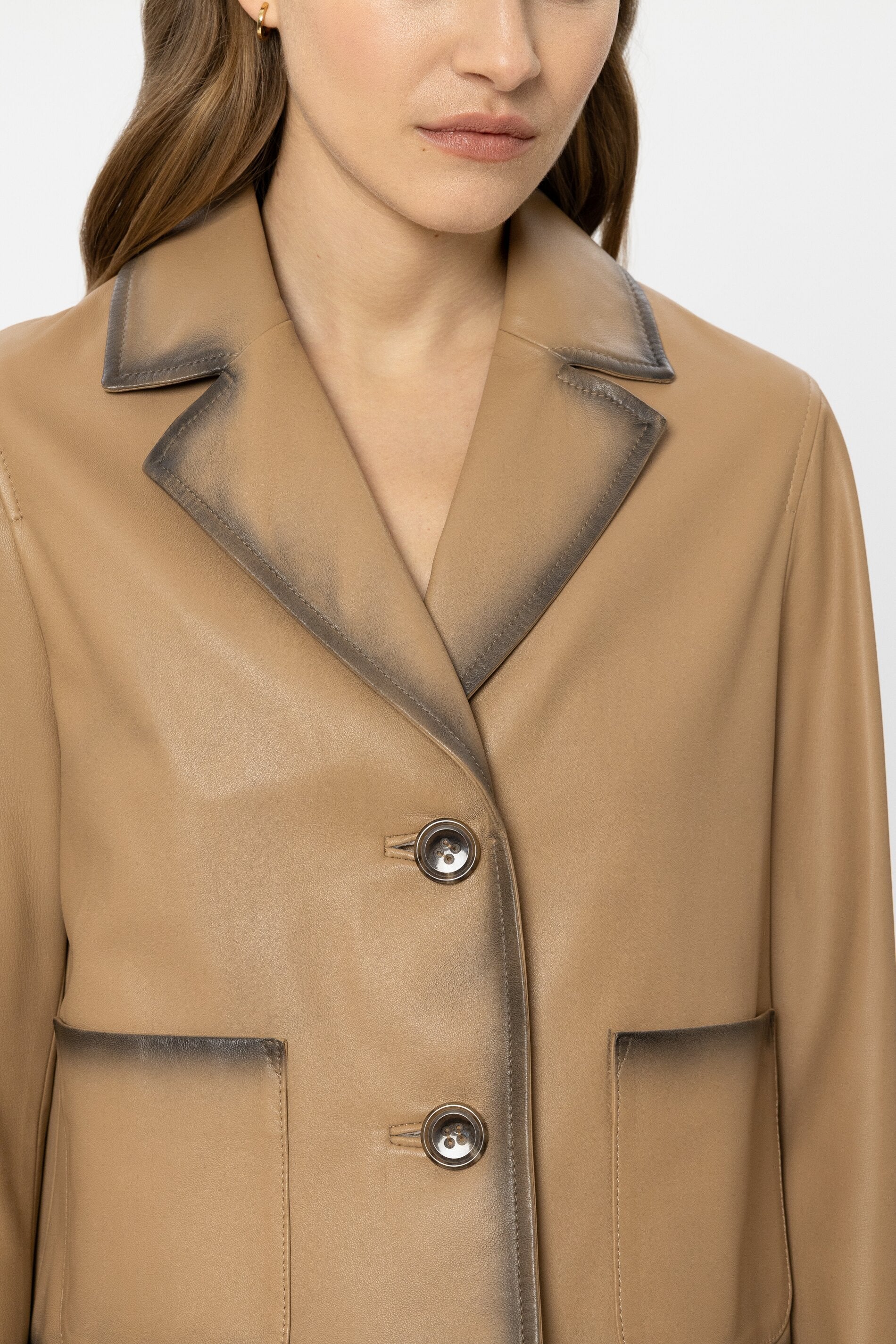 Lambskin nappa blazer jacket - golden camel - Standard