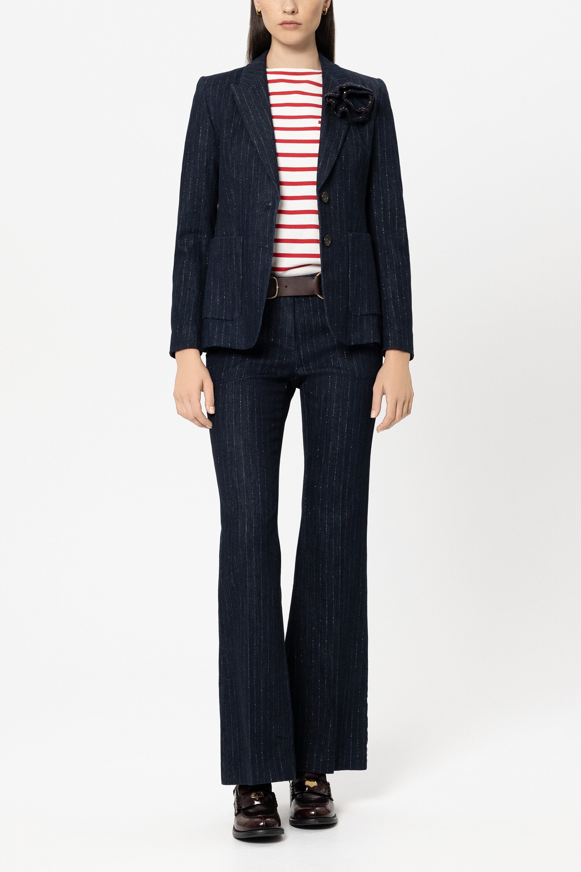 Pinstripe-Denim-Blazer - denim blue - Standard | Model Front