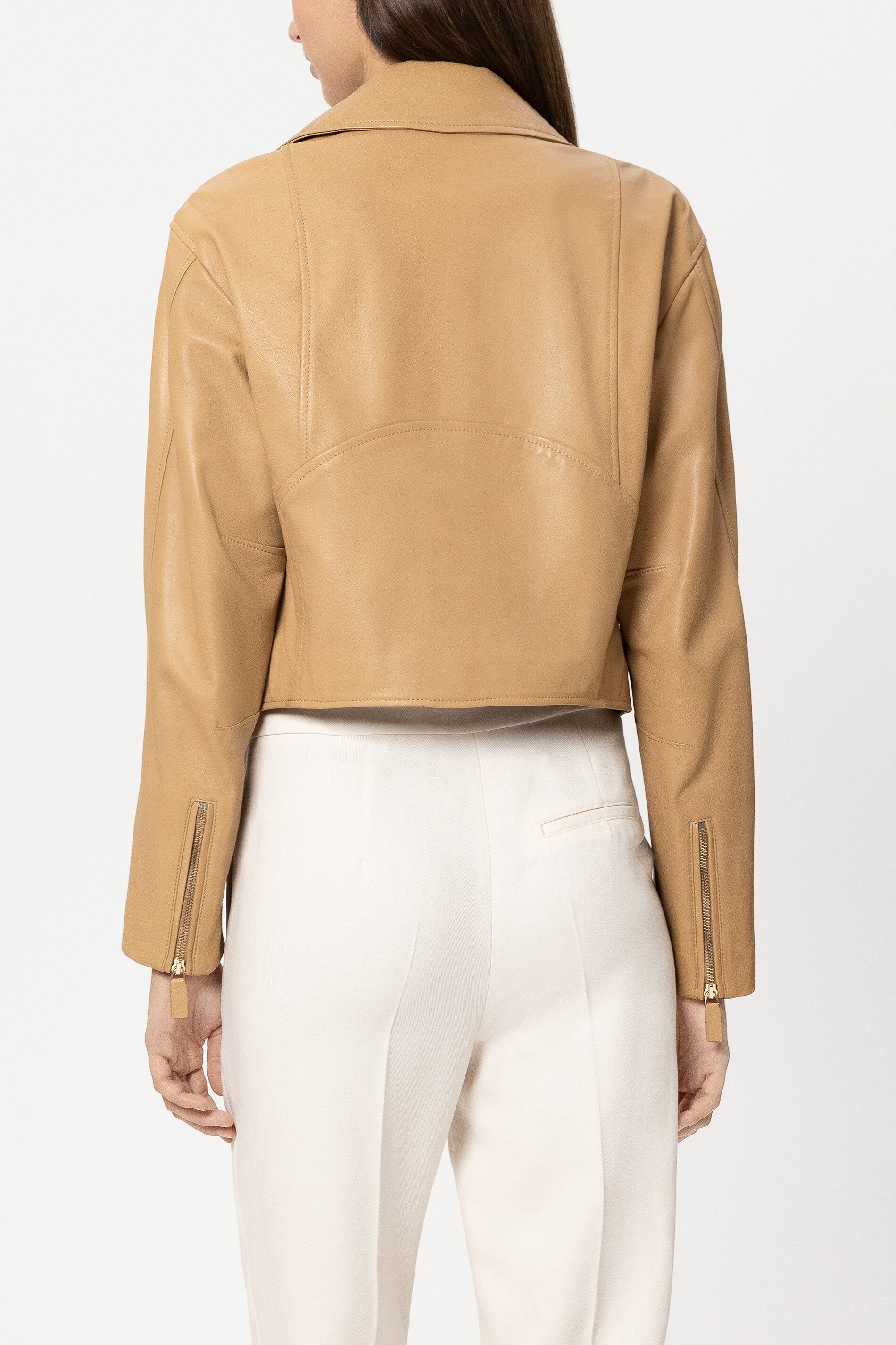 Lamb nappa leather jacket - golden camel - Standard