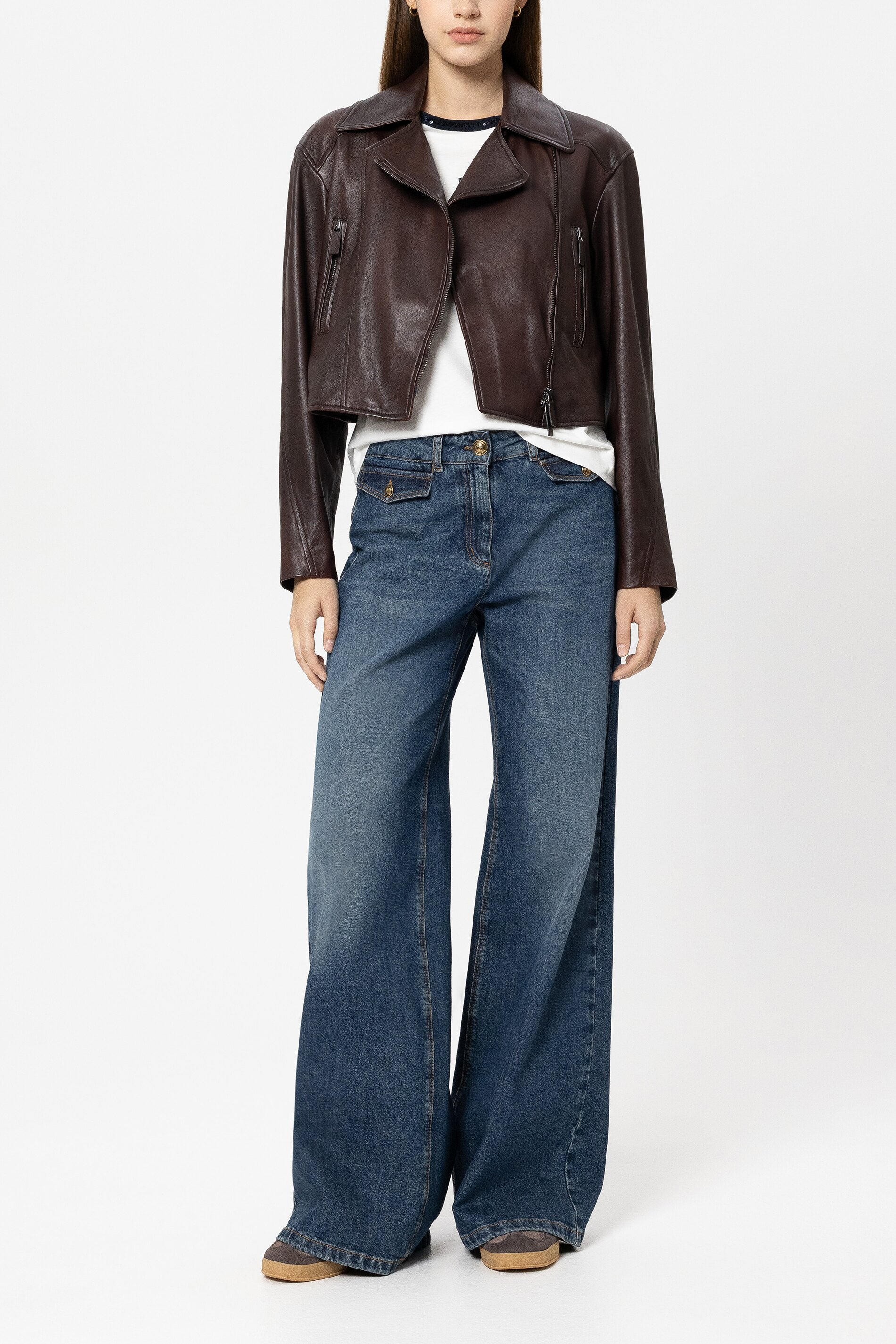 Lamb nappa leather jacket - vintage brown - Standard