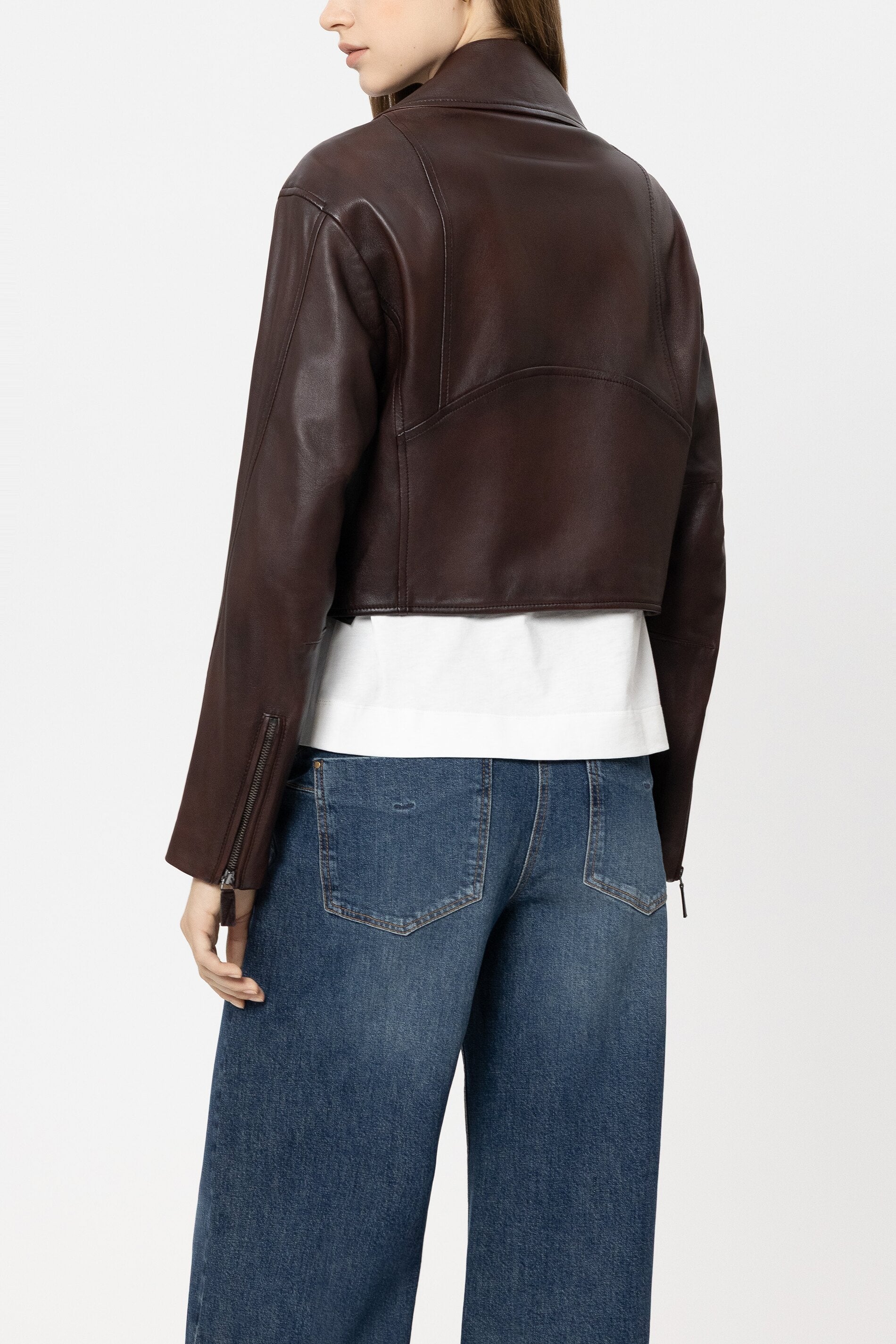 Lammnappa-Lederjacke - vintage brown - Standard | Model Rück