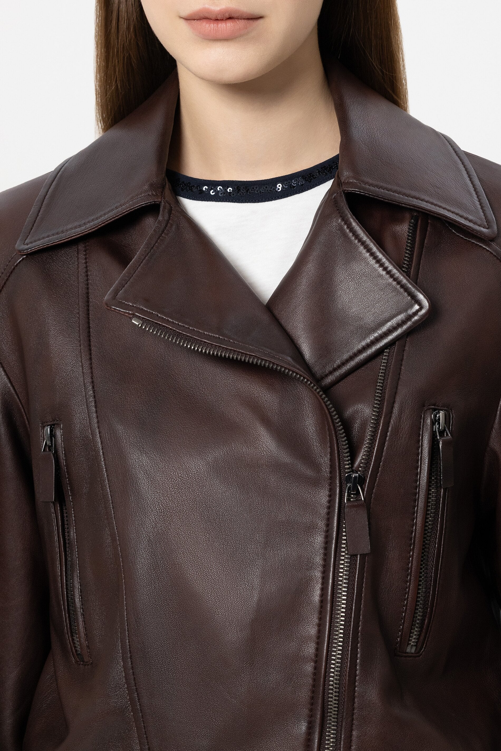 Lamb nappa leather jacket - vintage brown - Standard