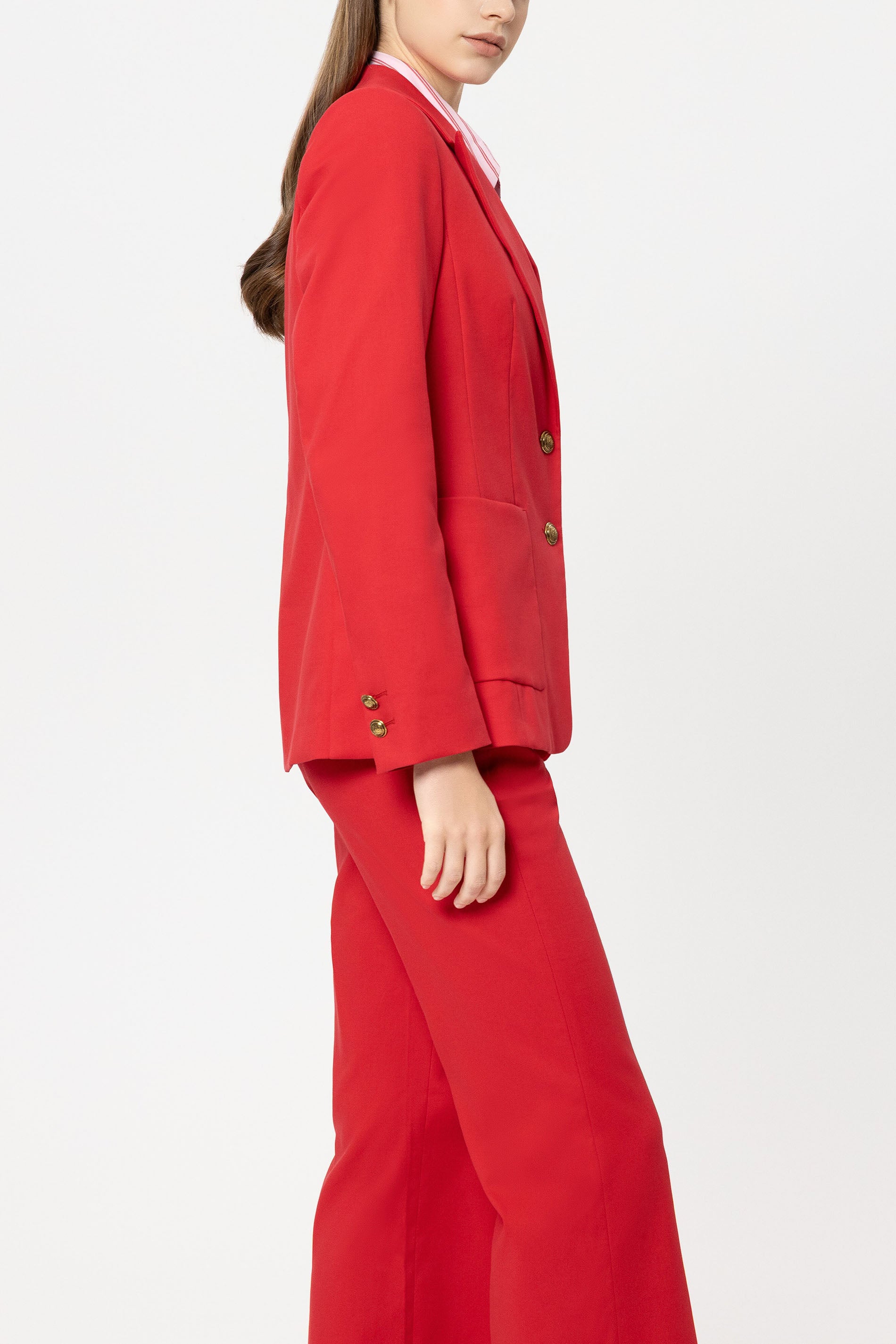 Gabardine-Blazer - cherry red - Standard | Model Seite