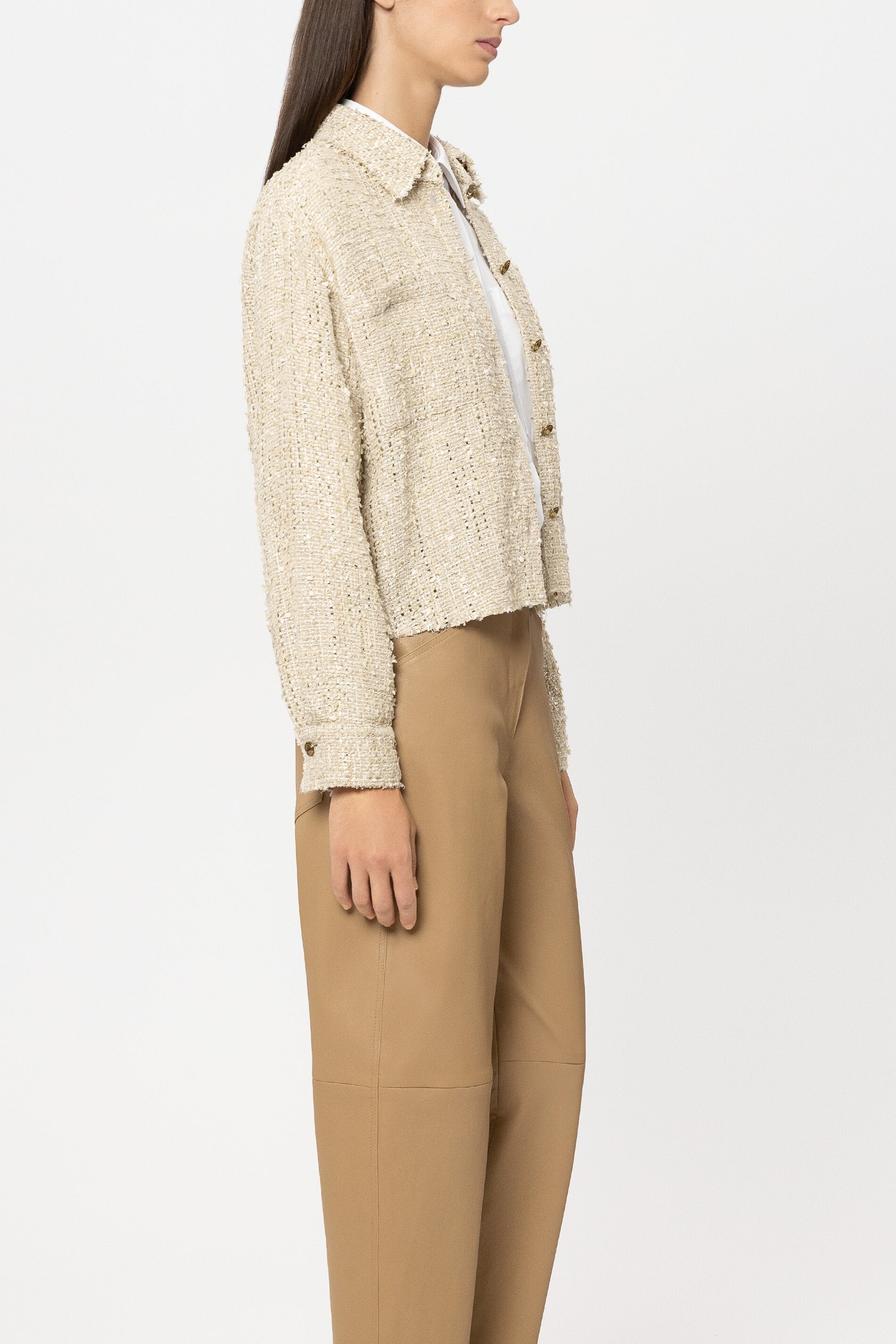 Tweed shirt jacket - light camel - Standard