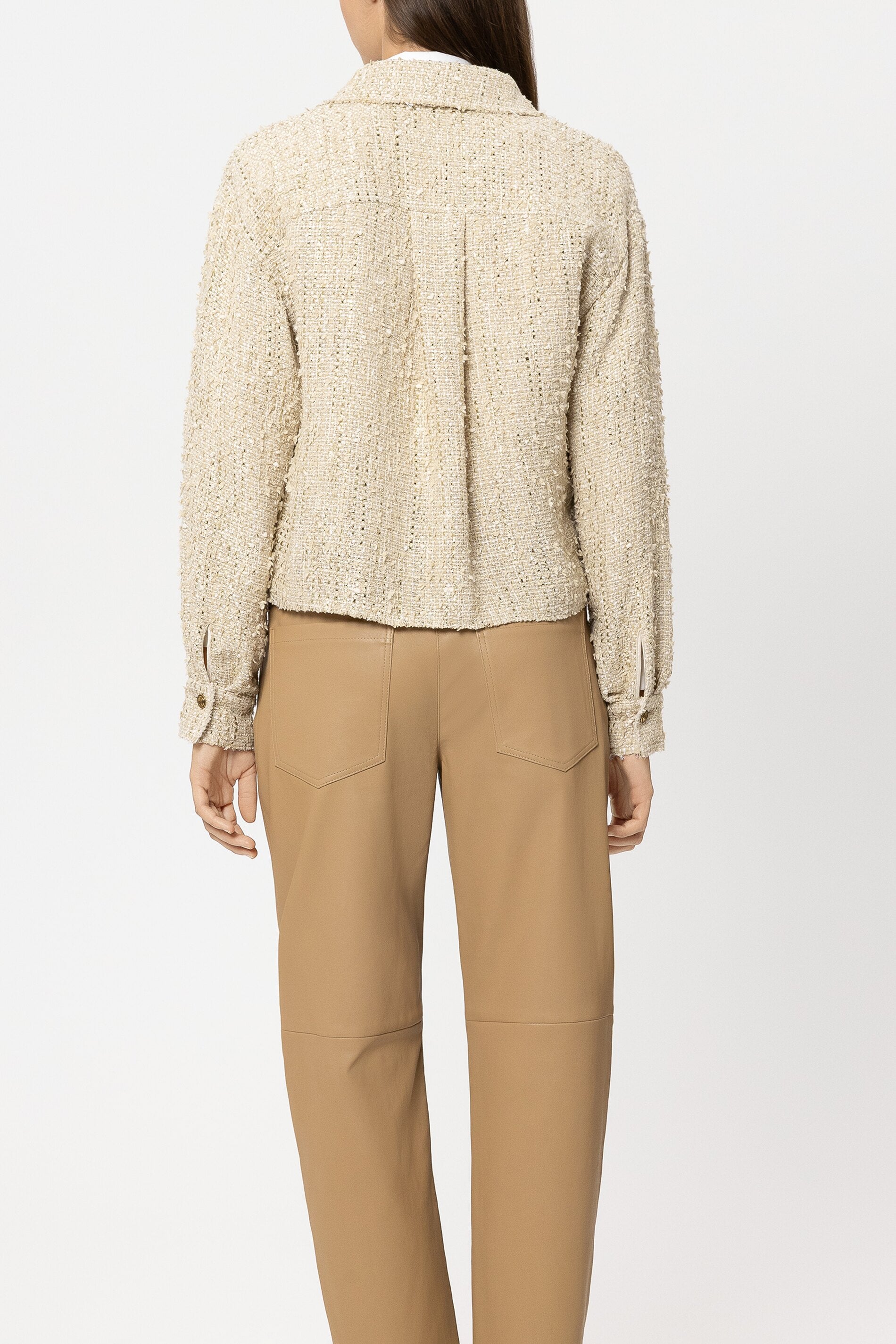 Tweed shirt jacket - light camel - Standard