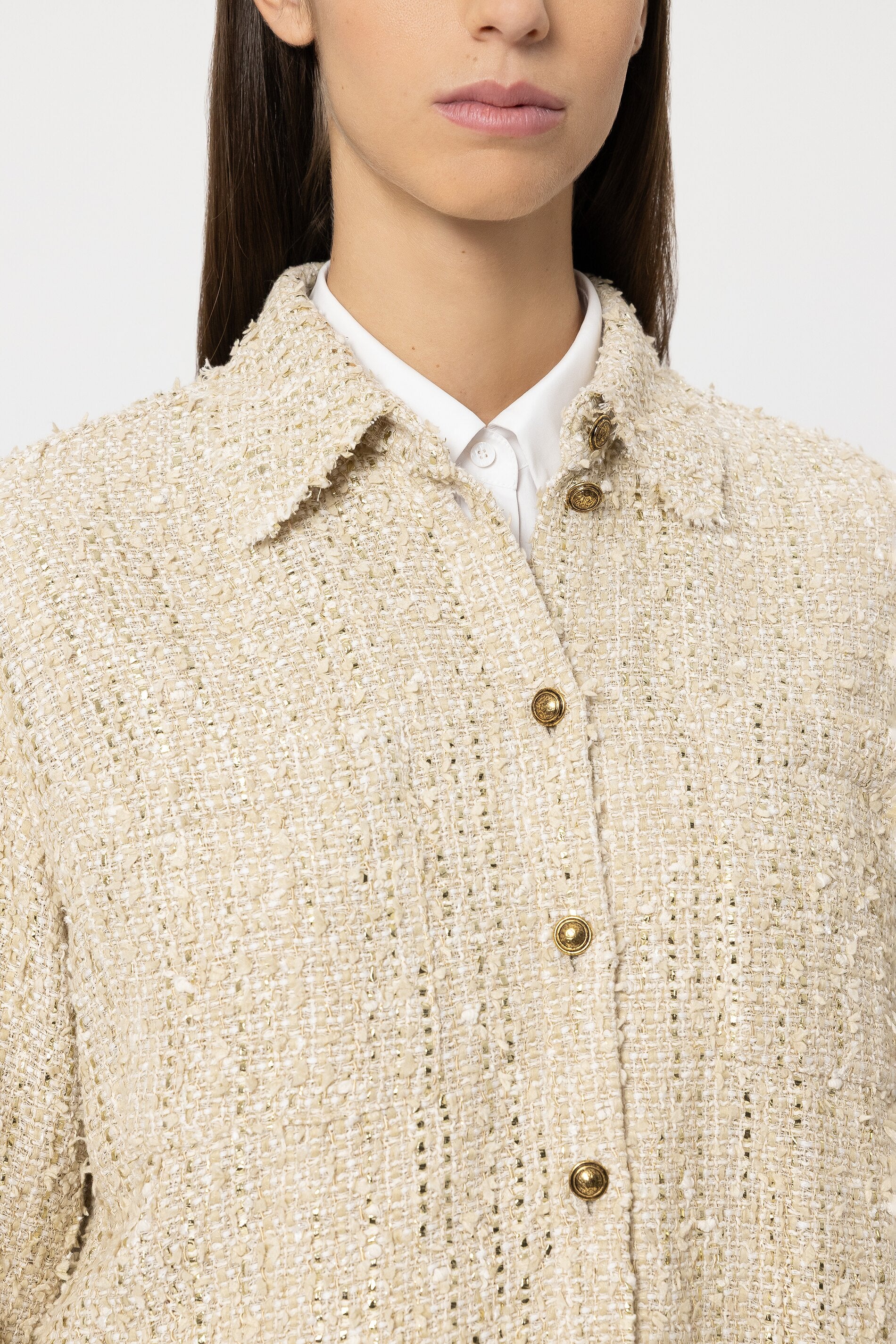 Tweed shirt jacket - light camel - Standard