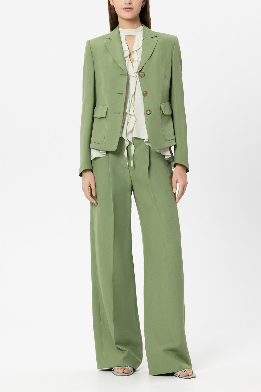 Blazer aus Leinen-Mix - moss green - Standard