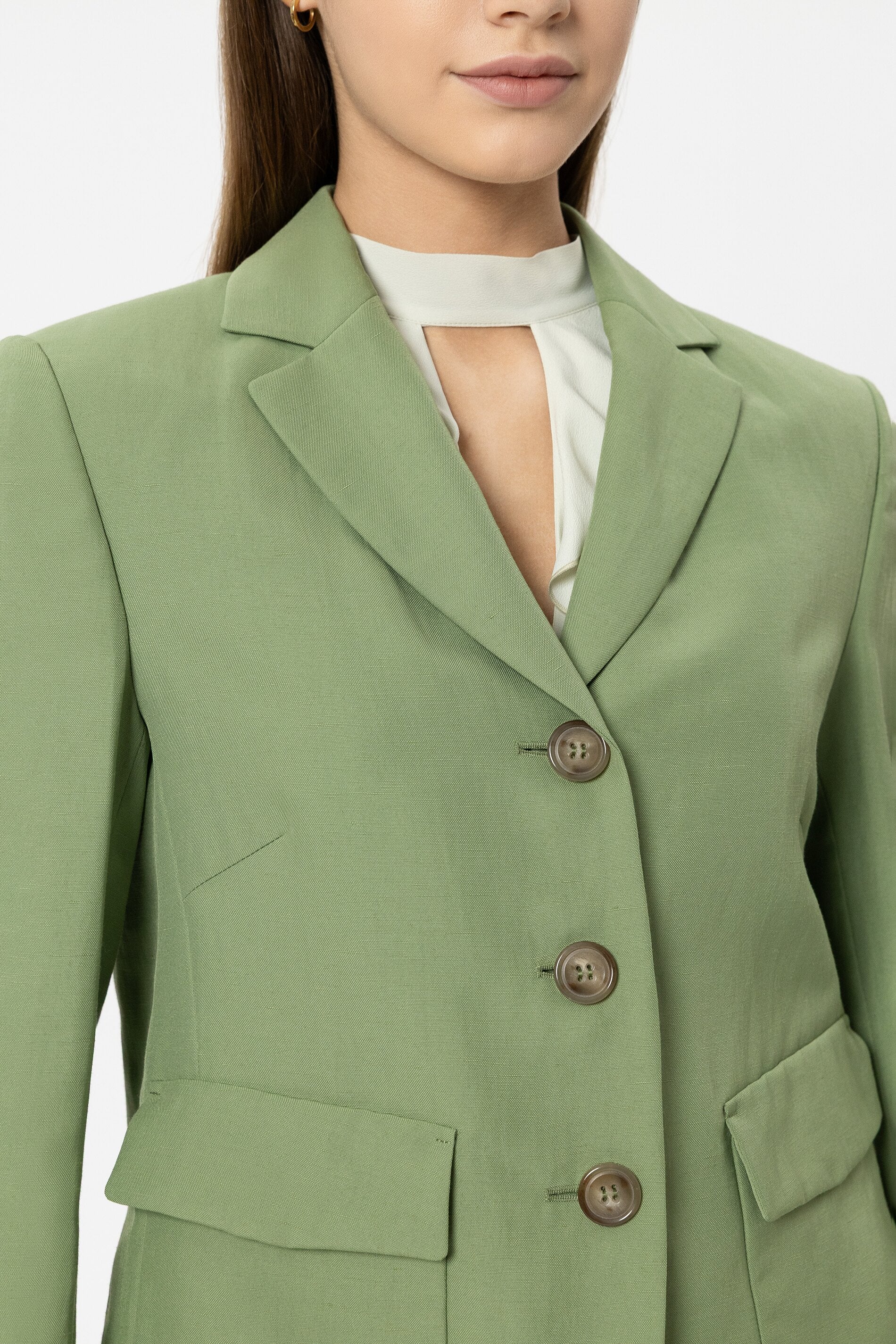 Blazer aus Leinen-Mix - moss green - Standard | Model Detail