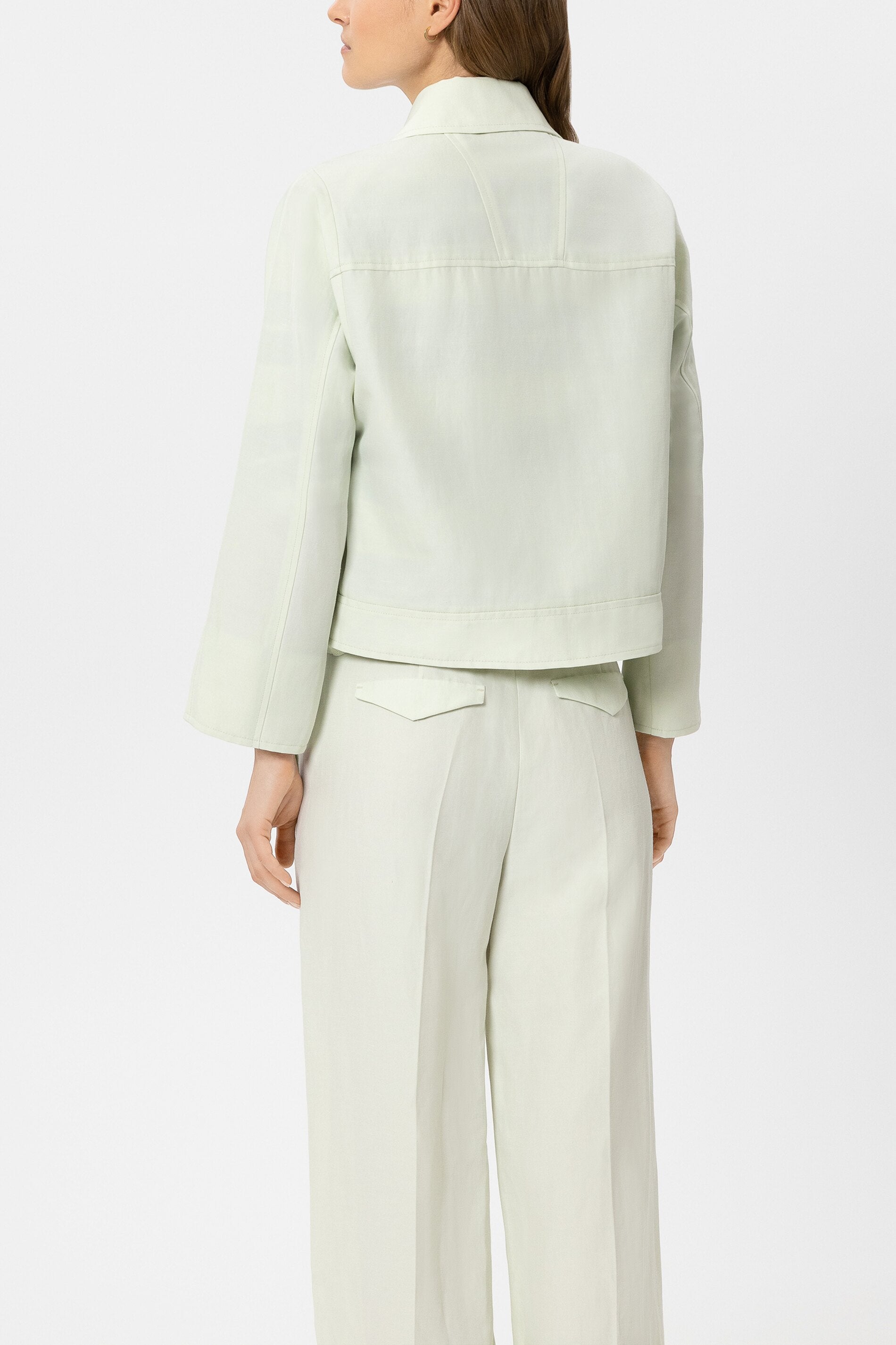 Linen-blend shirt jacket - pistachio - Standard
