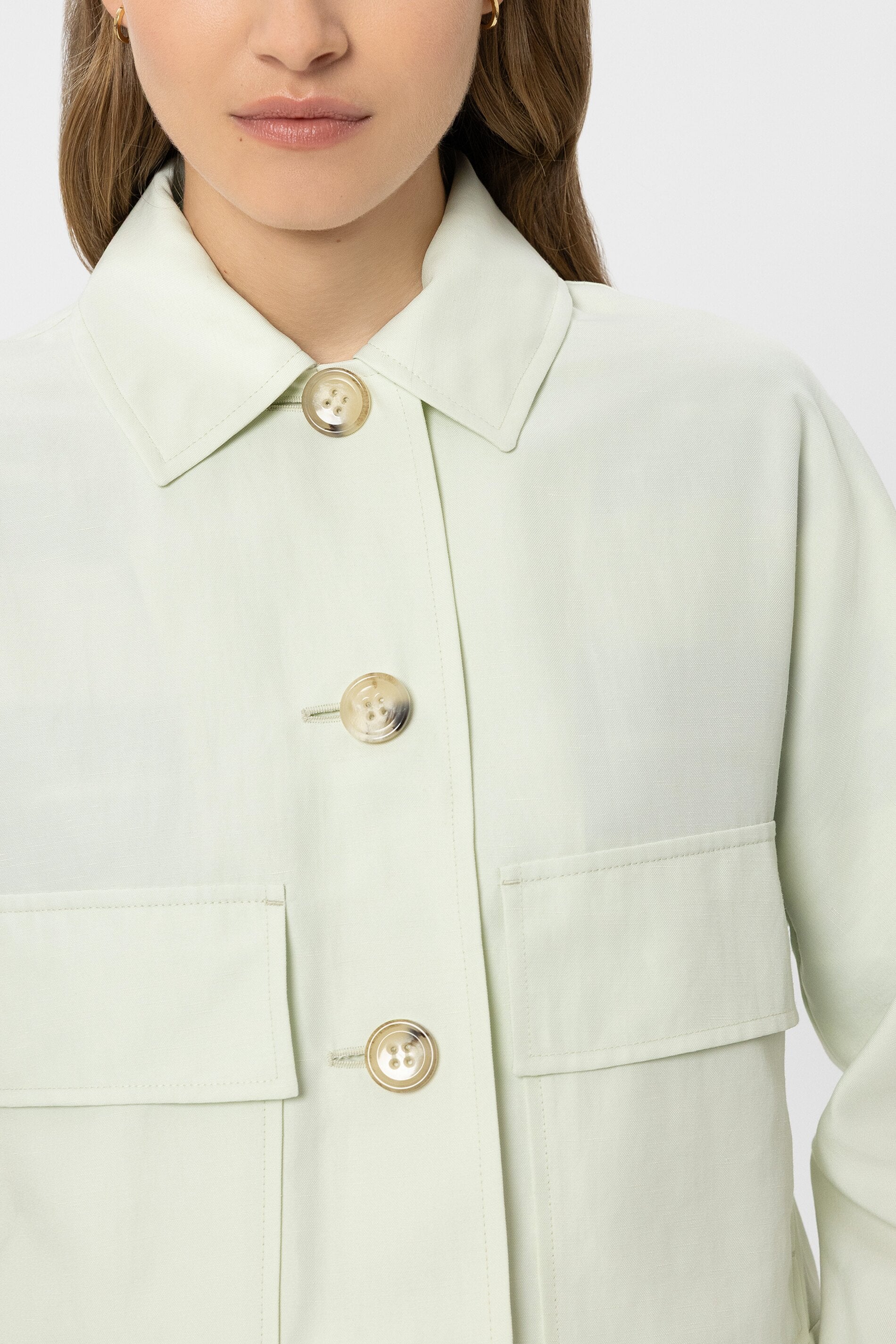Linen-blend shirt jacket - pistachio - Standard