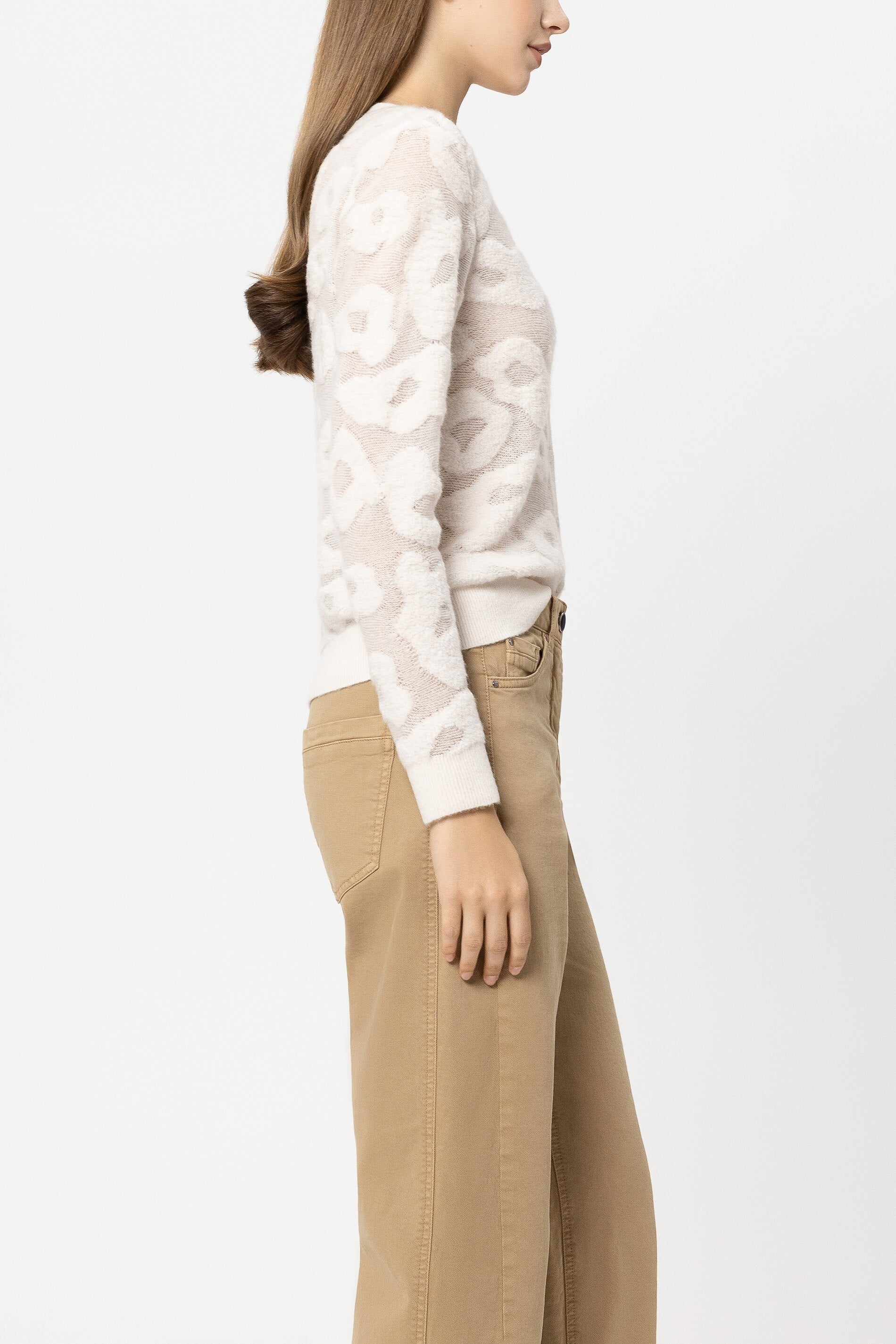 Cardigan mit Leo-Pattern - cream - Standard | Model Seite
