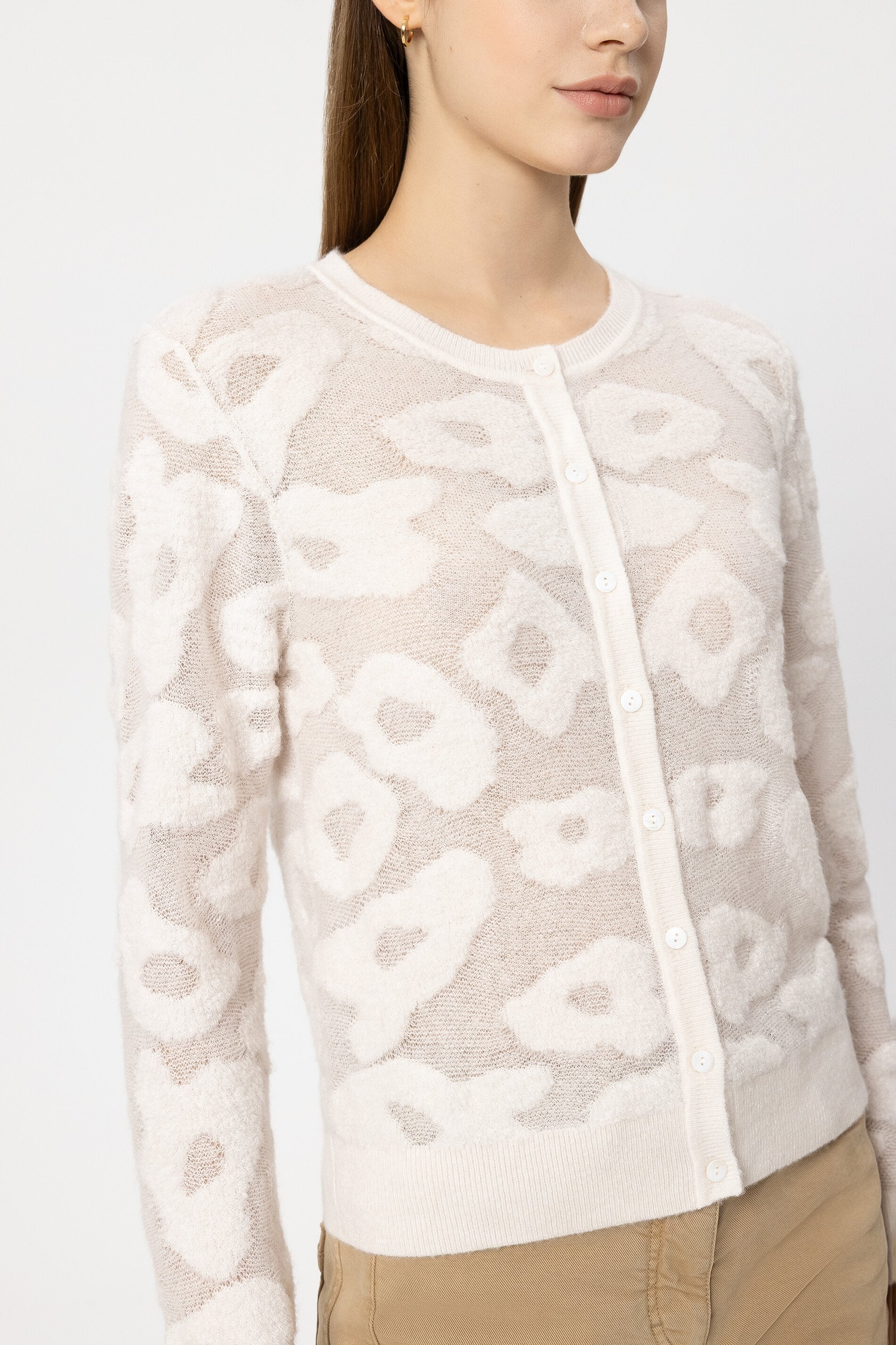 Cardigan mit Leo-Pattern - cream - Standard | Model Detail