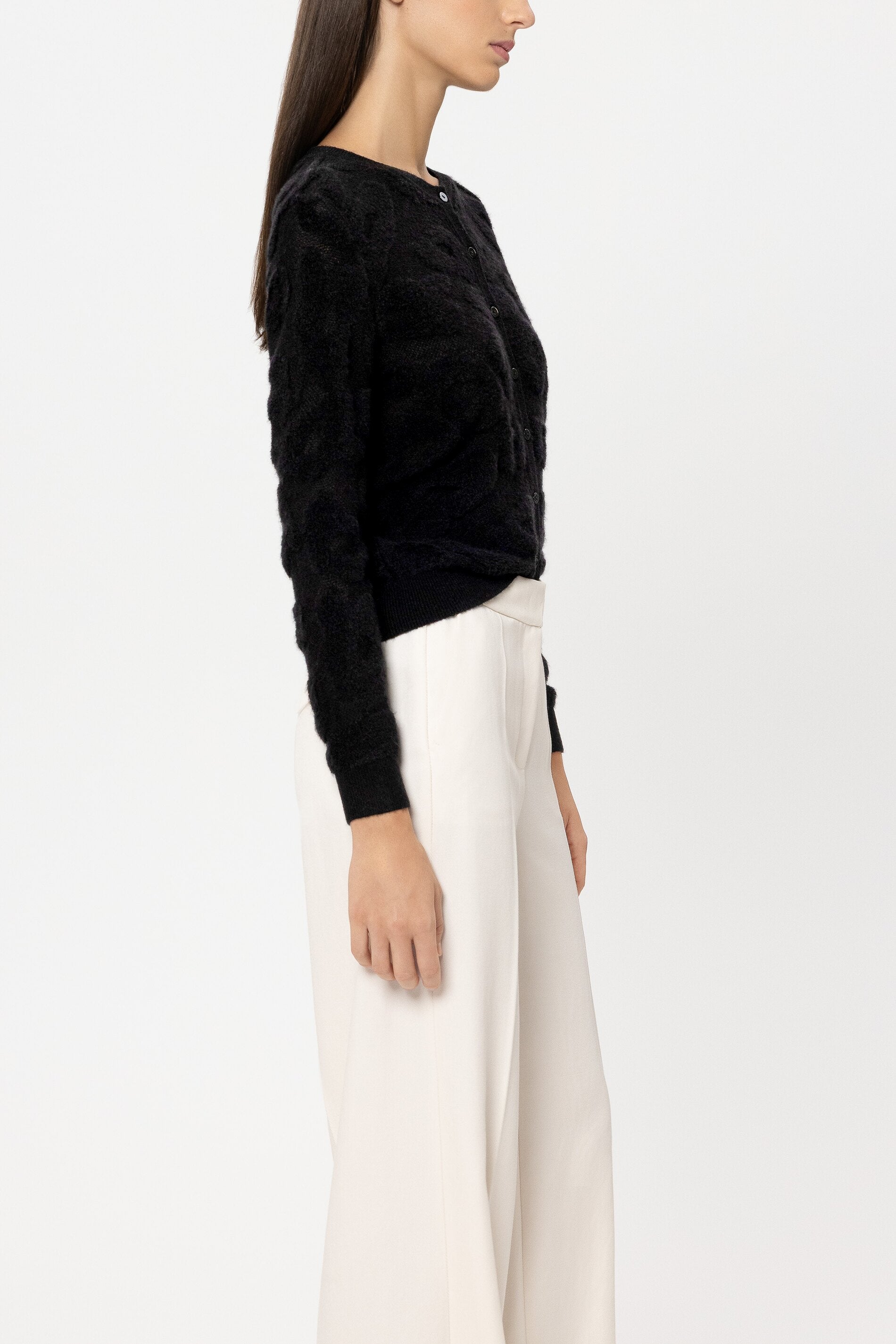Cardigan mit Leo-Pattern - pure black - Standard | Model Seite