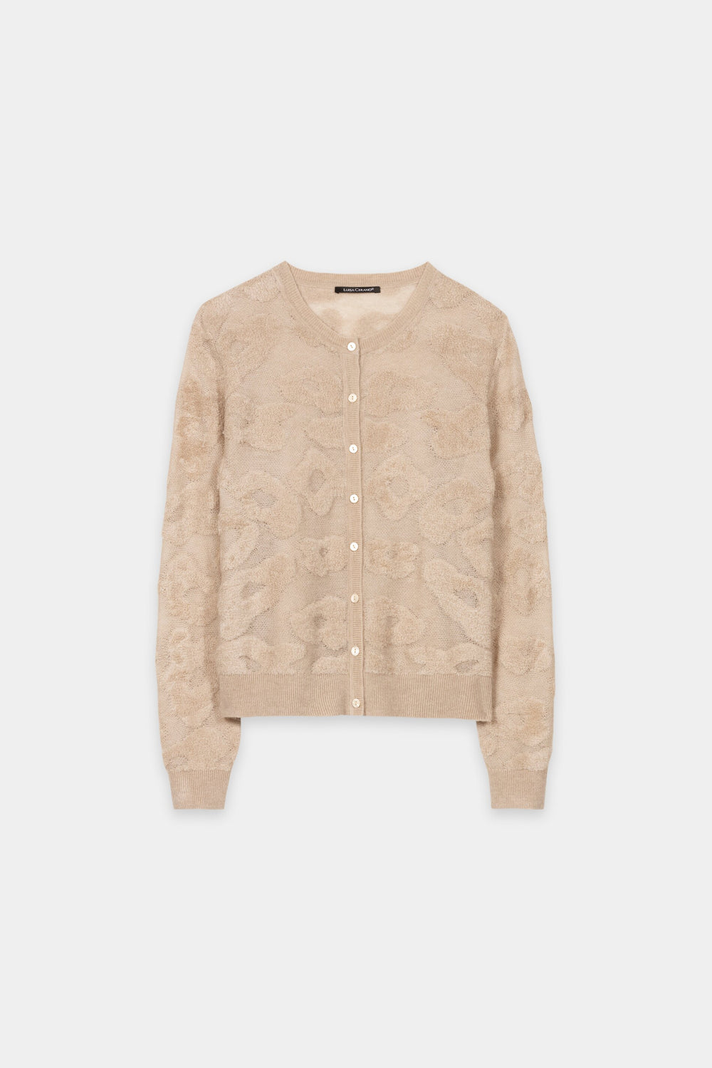 Cardigan with leo pattern - soft camel - Standard