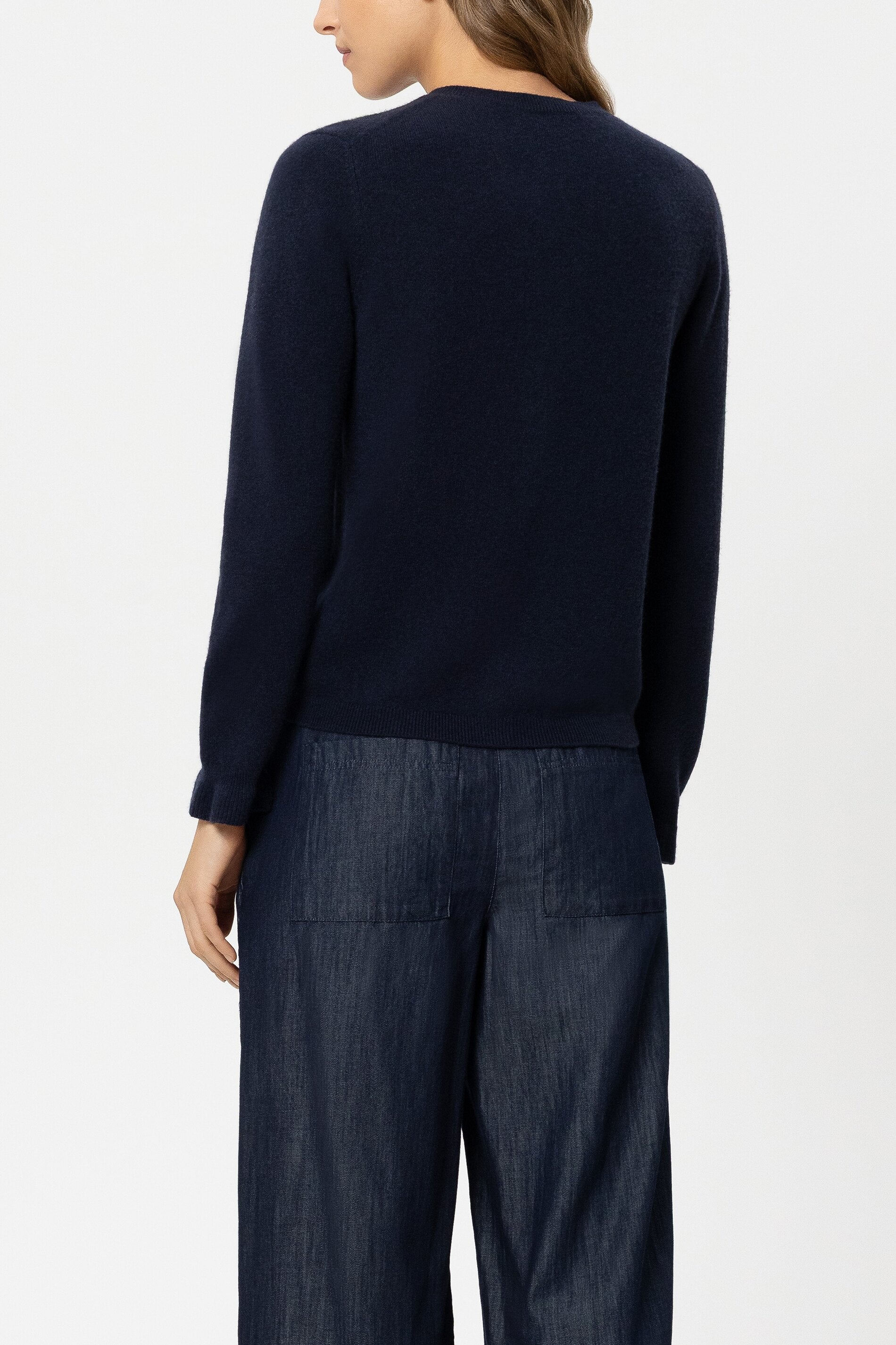 Cardigan aus Kaschmir-Mix - navy blue - Standard | Model Rück