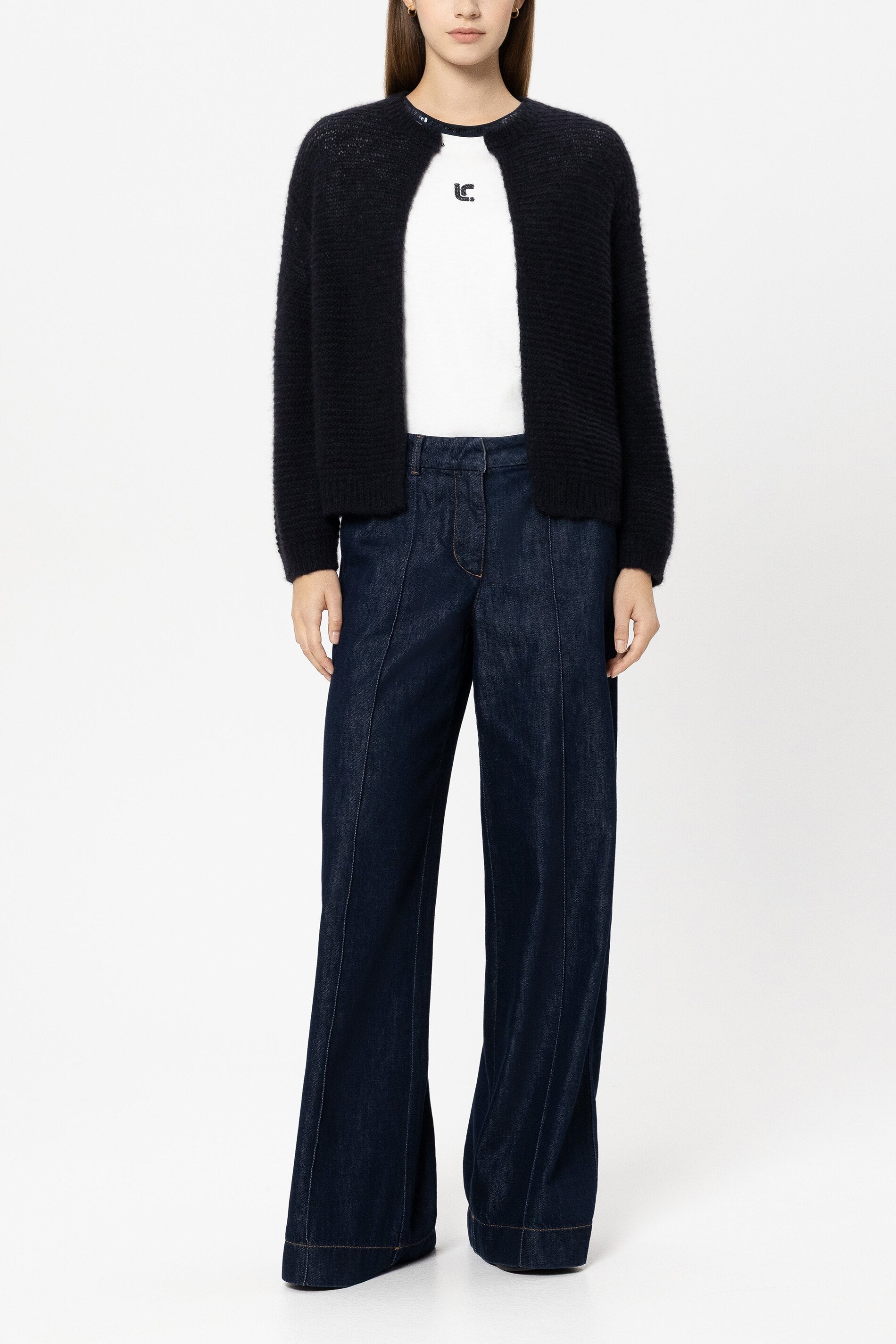 Cardigan aus Alpaka-Mix - navy blue - Standard | Model Front