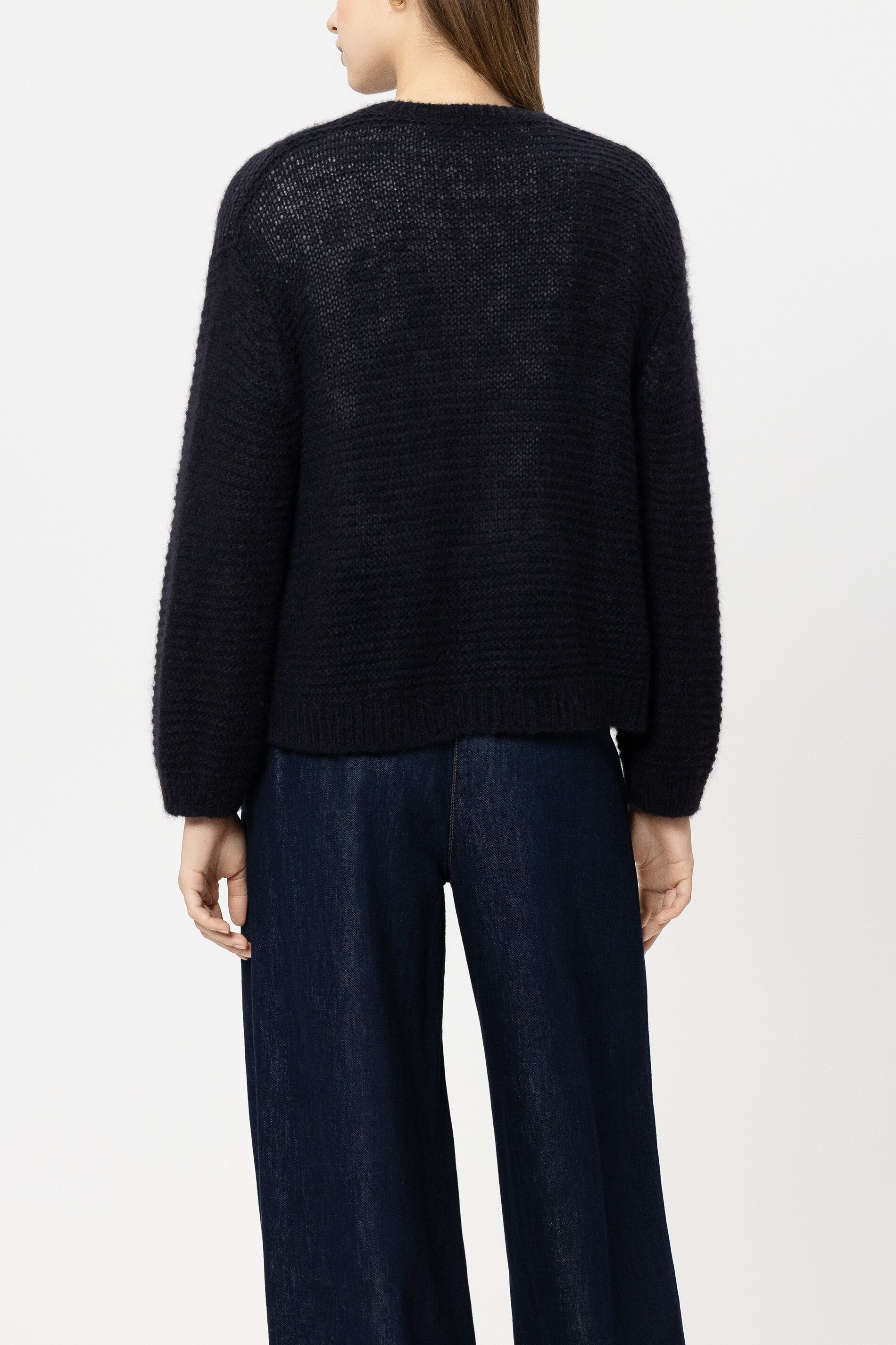 Cardigan aus Alpaka-Mix - navy blue - Standard | Model Rück