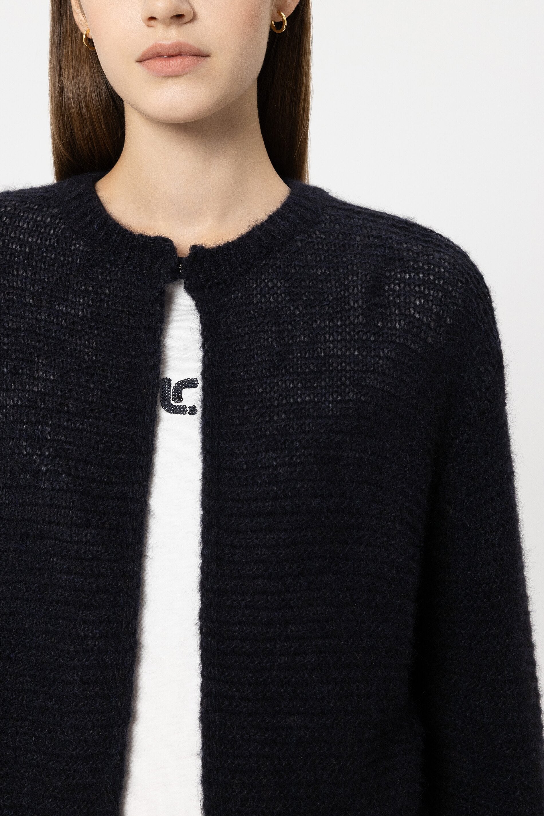 Cardigan made from alpaca mix - navy blue - Standard