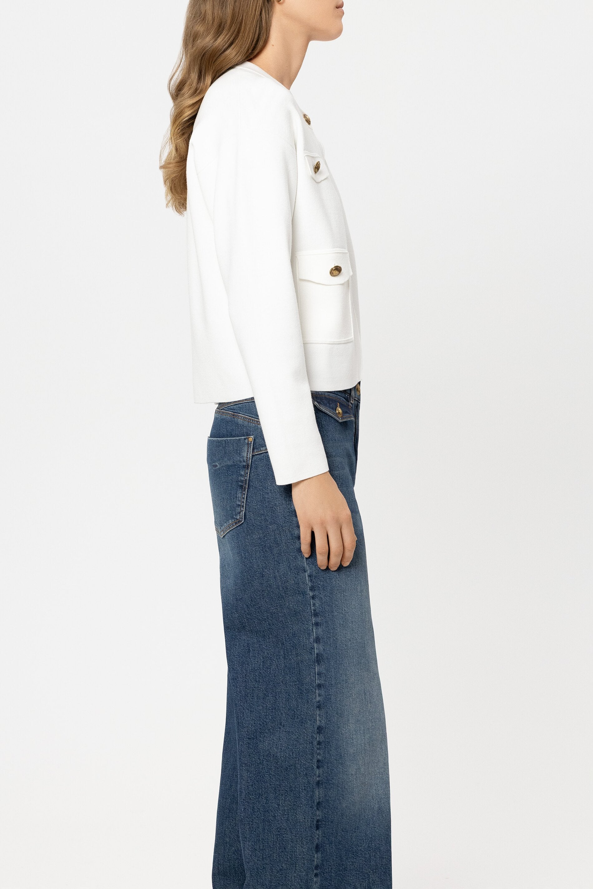 Feinstrick-Blouson - cream - Standard | Model Seite