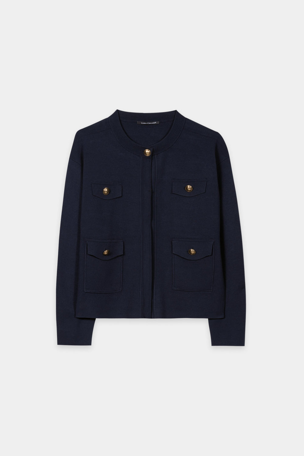 Fine knit blouson - navy blue - Standard