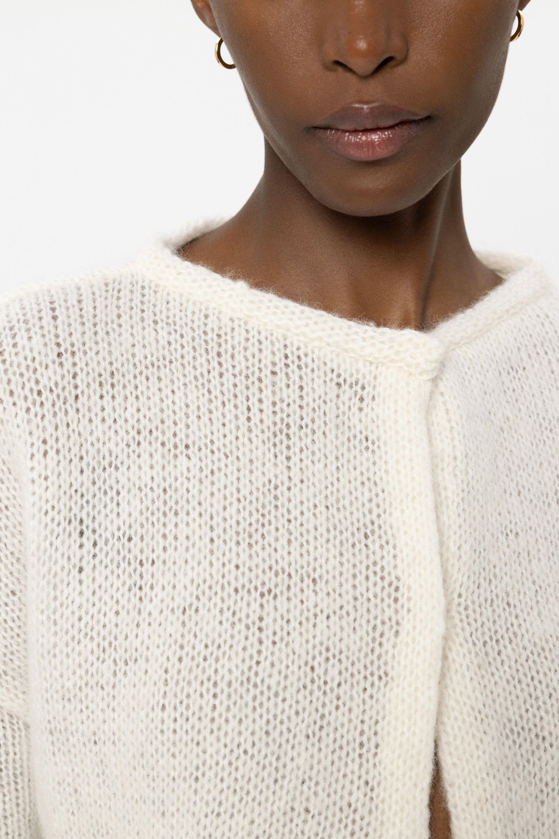 Cardigan made from alpaca mix - milk - Standard