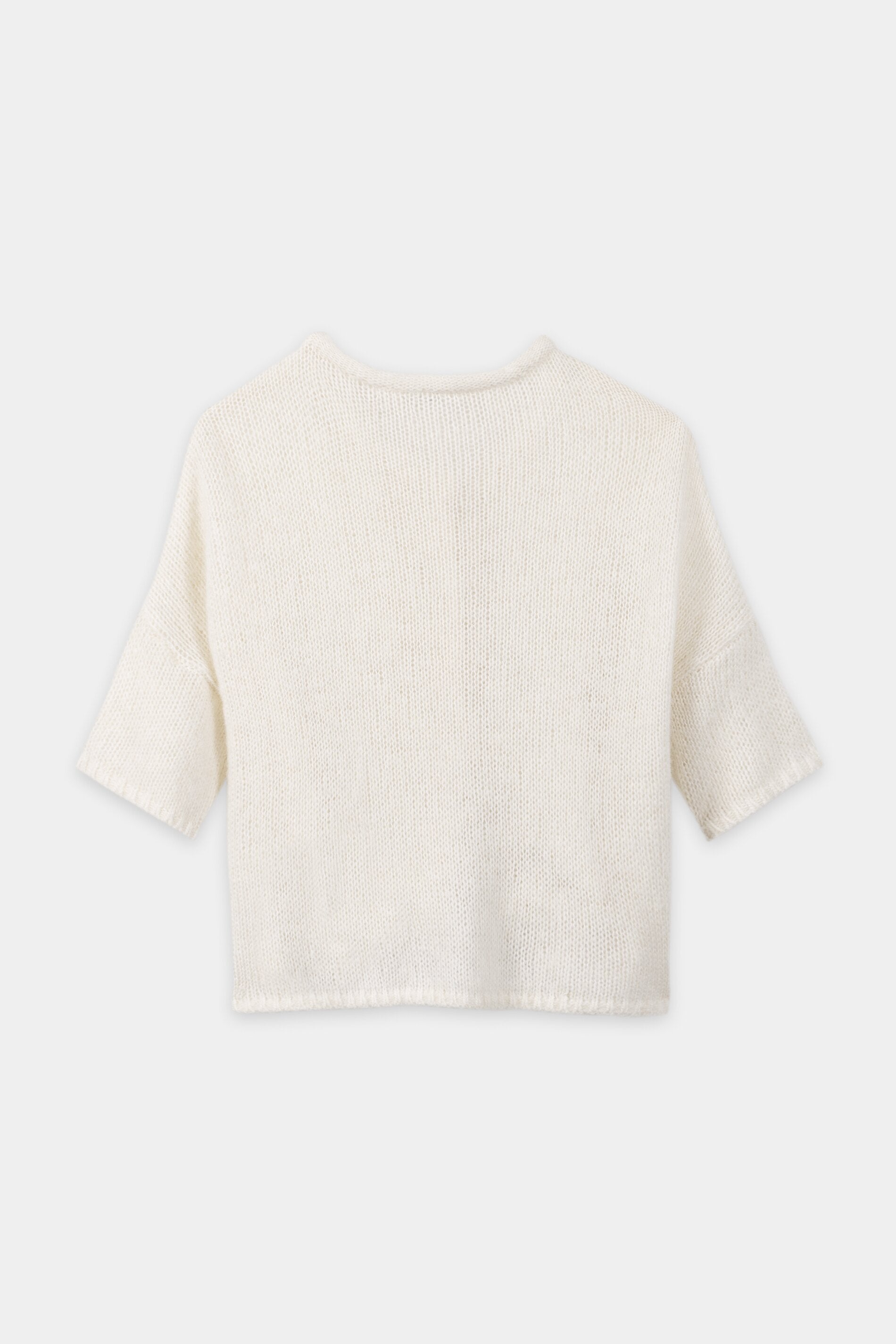 Alpaca mix cardigan - milk - with embroidery / rhinestones