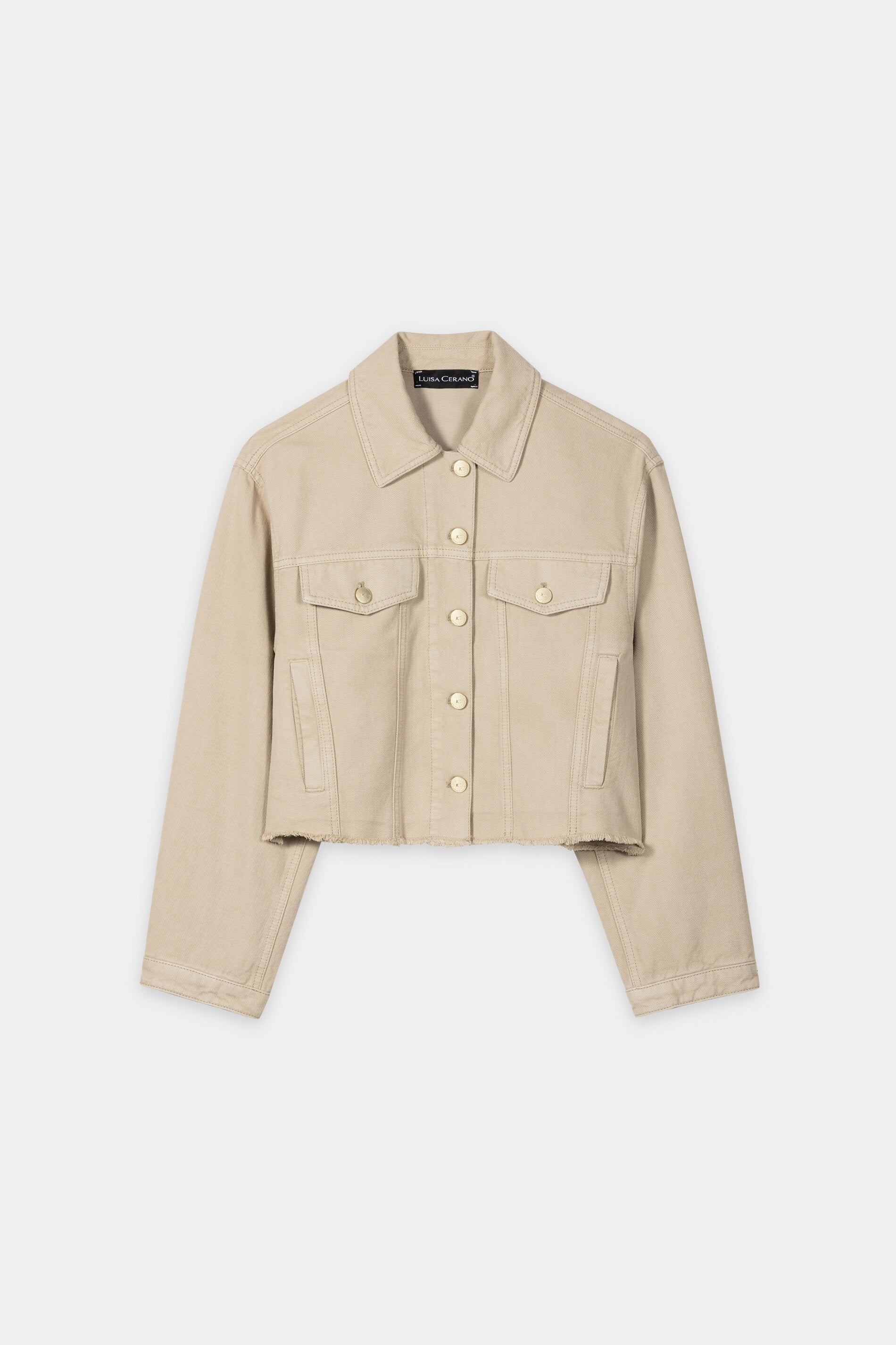 Denimjacke mit Raw-Saum - sand - Standard | Artikel Front