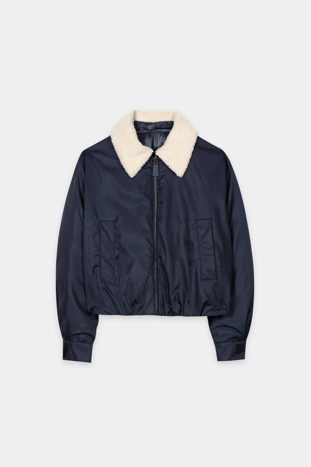 Wendbarer Daunenblouson - navy blue - mit Pelzkragen