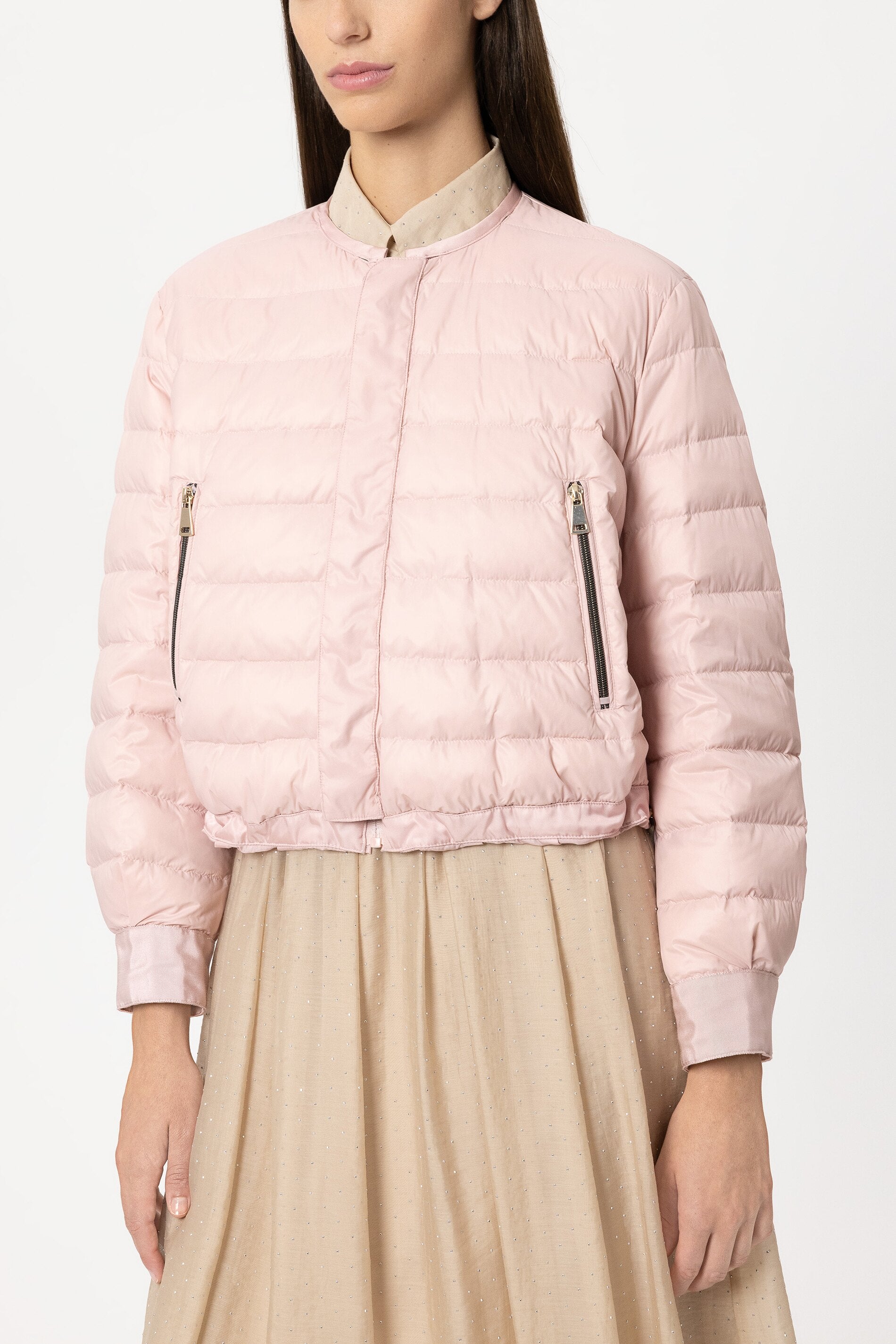 Outdoor-Daunenblouson - creamy blush - mit Pelzkragen